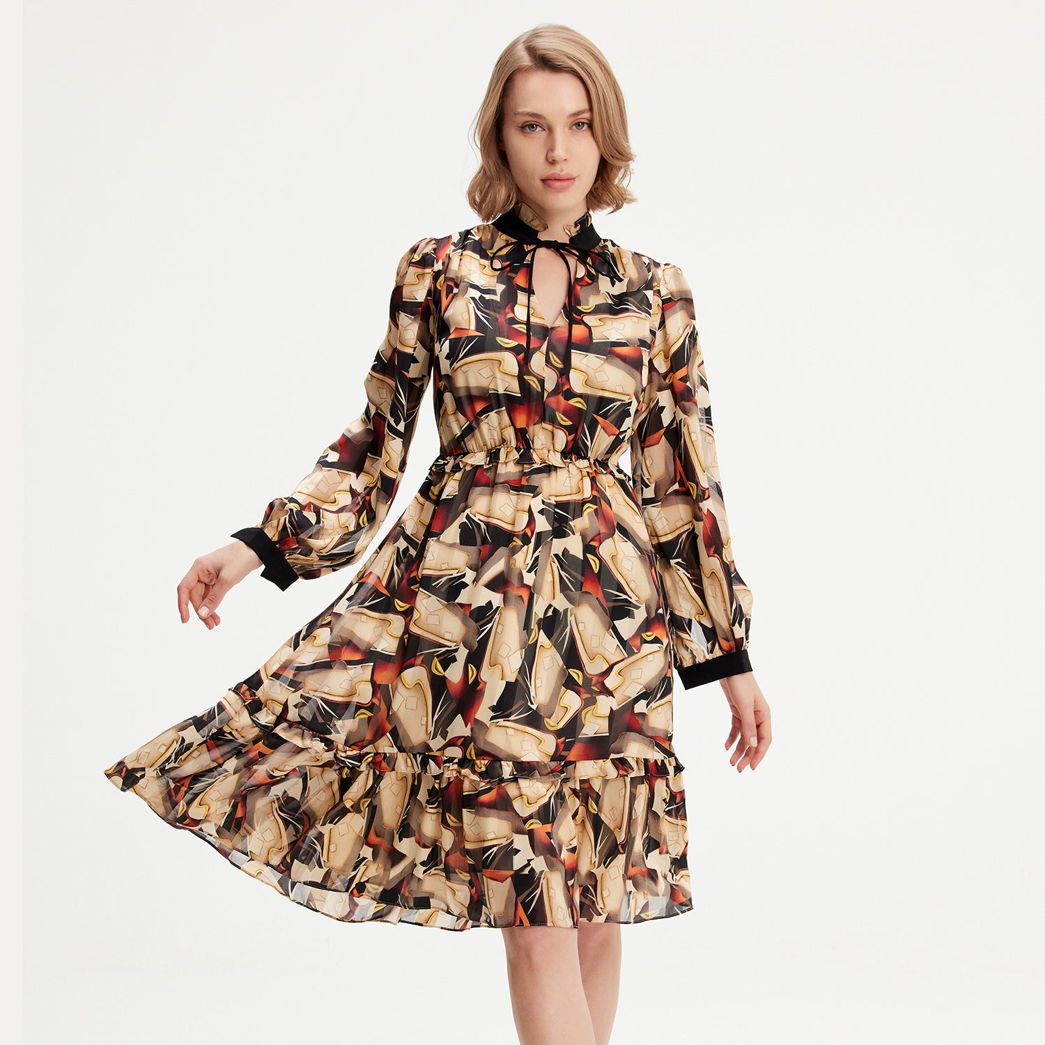 Robe tunique à imprimé graphique