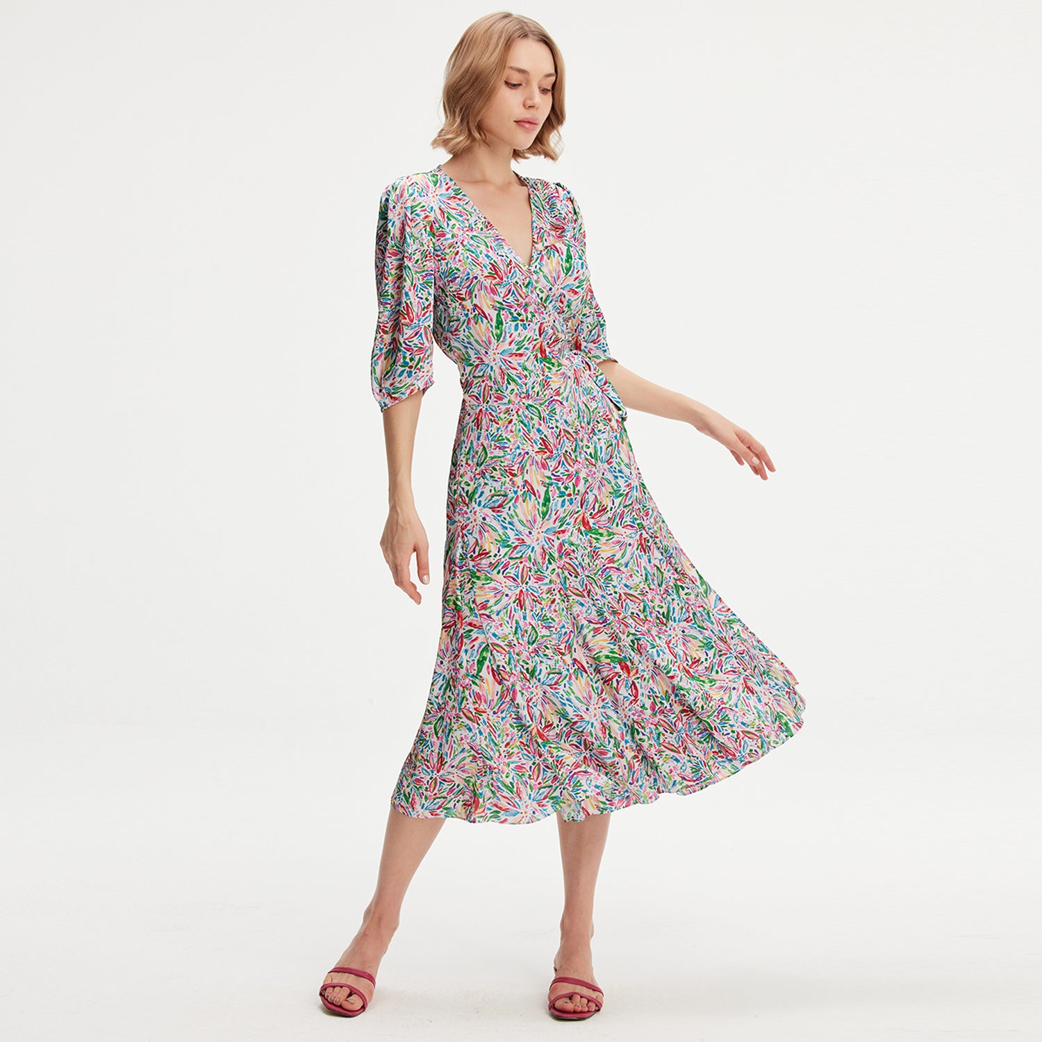 Robe portefeuille à imprimé liberty