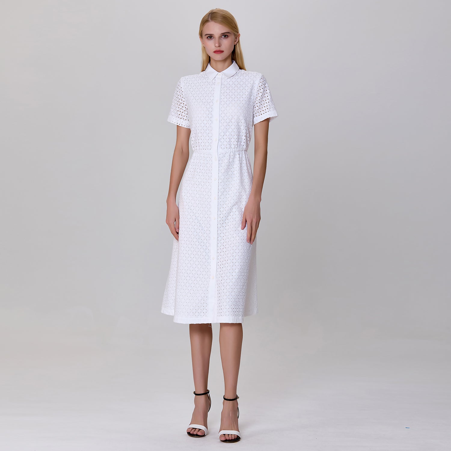 Robe chemise en dentelle de coton