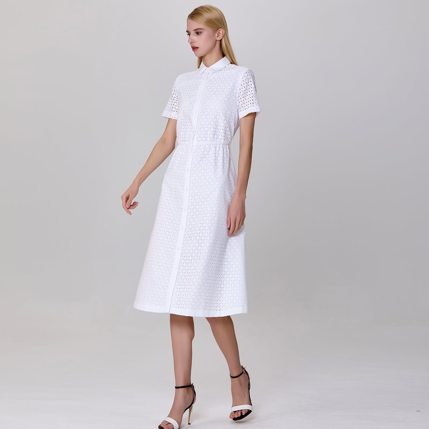 Robe chemise en dentelle de coton