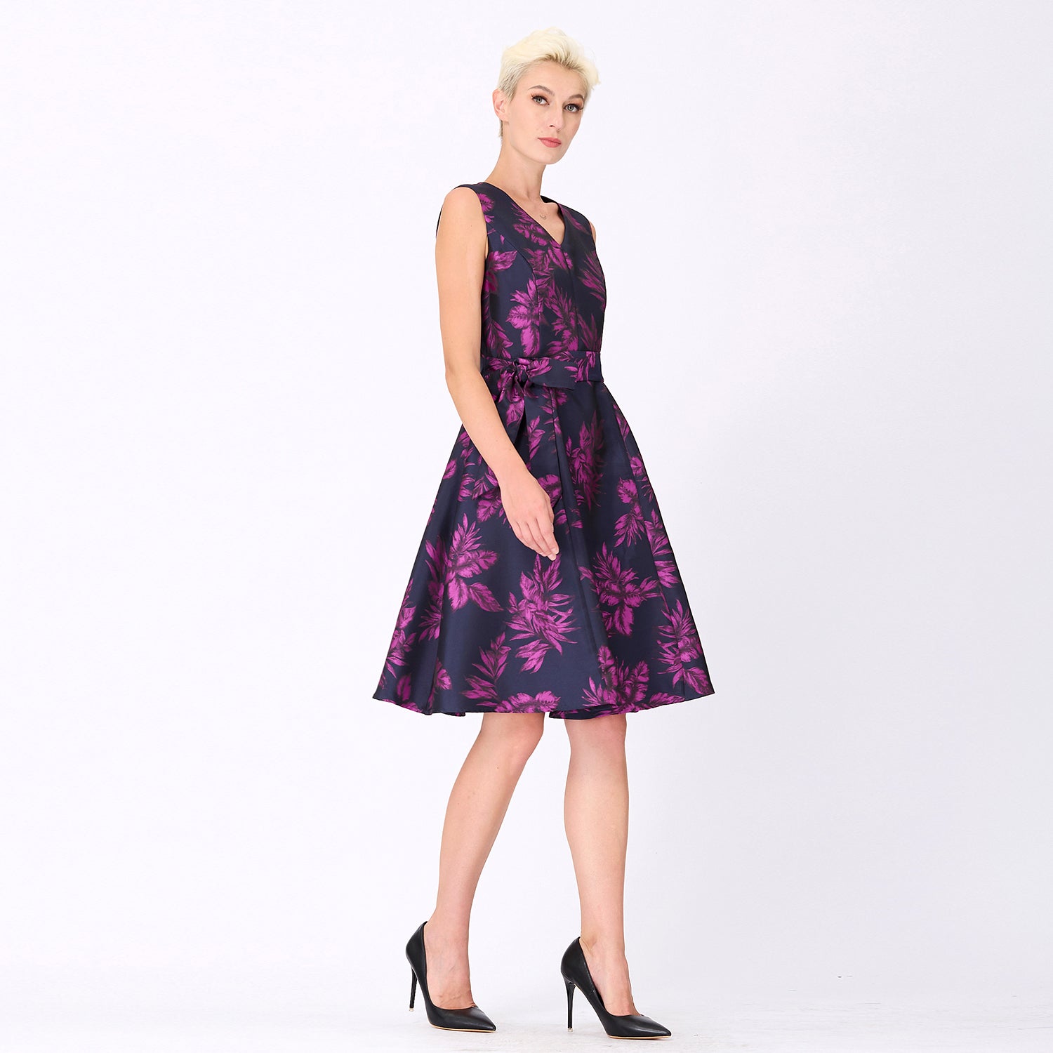 Robe patineuse brocart à motif floral