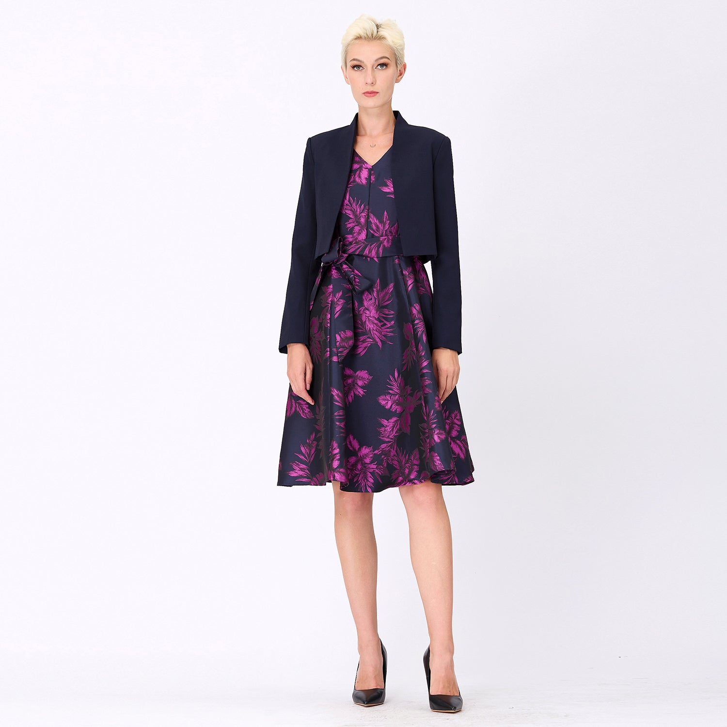 Robe patineuse brocart à motif floral