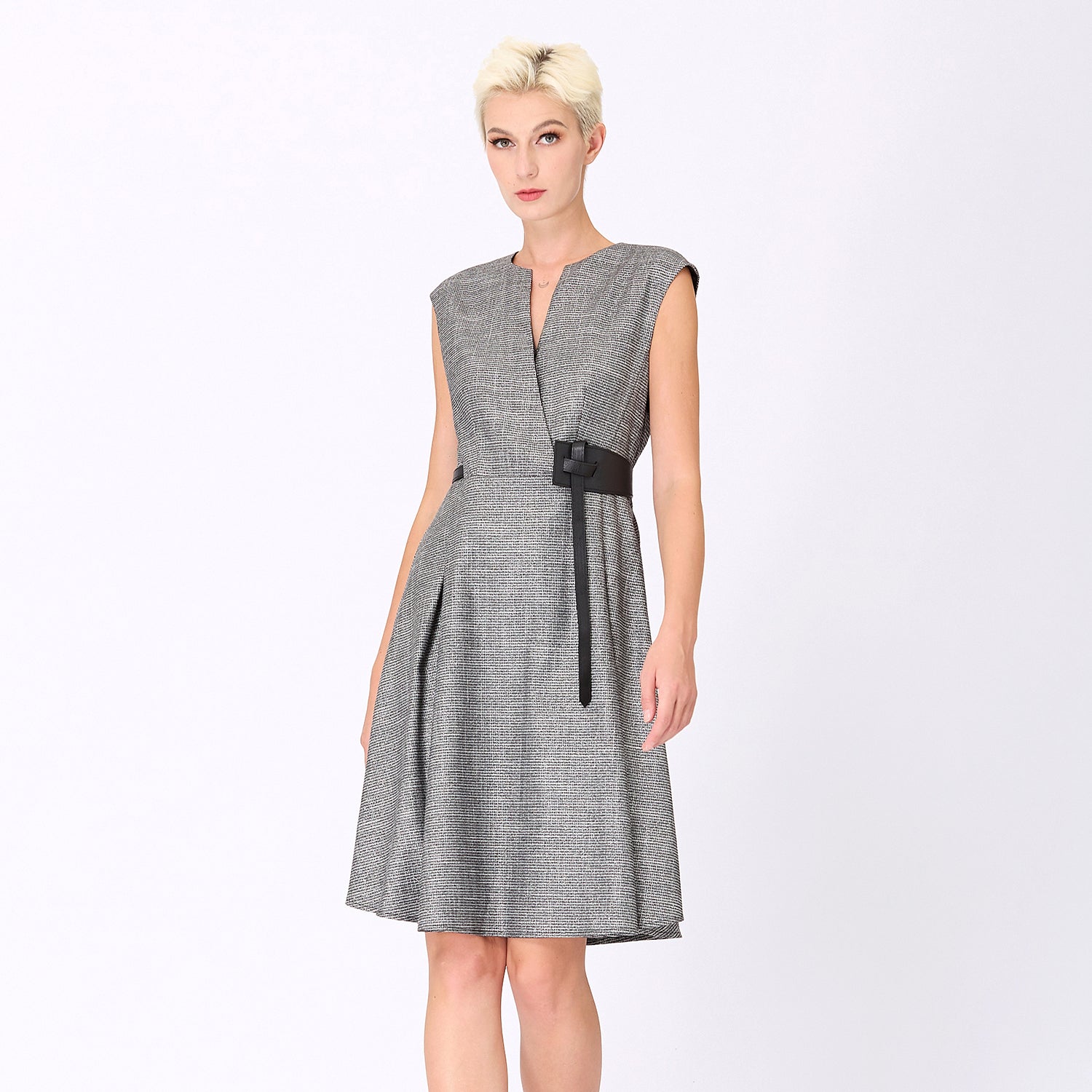 Robe trapèze à effet croisé