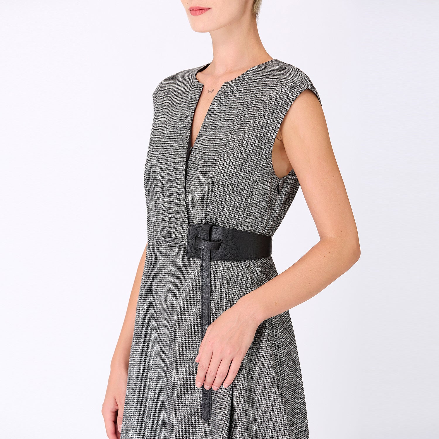 Robe trapèze à effet croisé