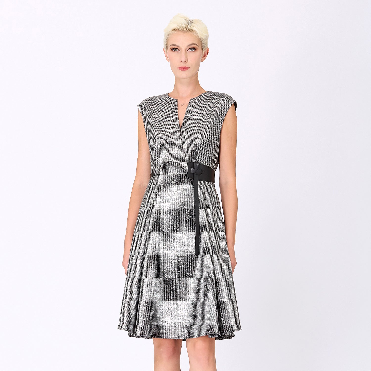 Robe trapèze à effet croisé