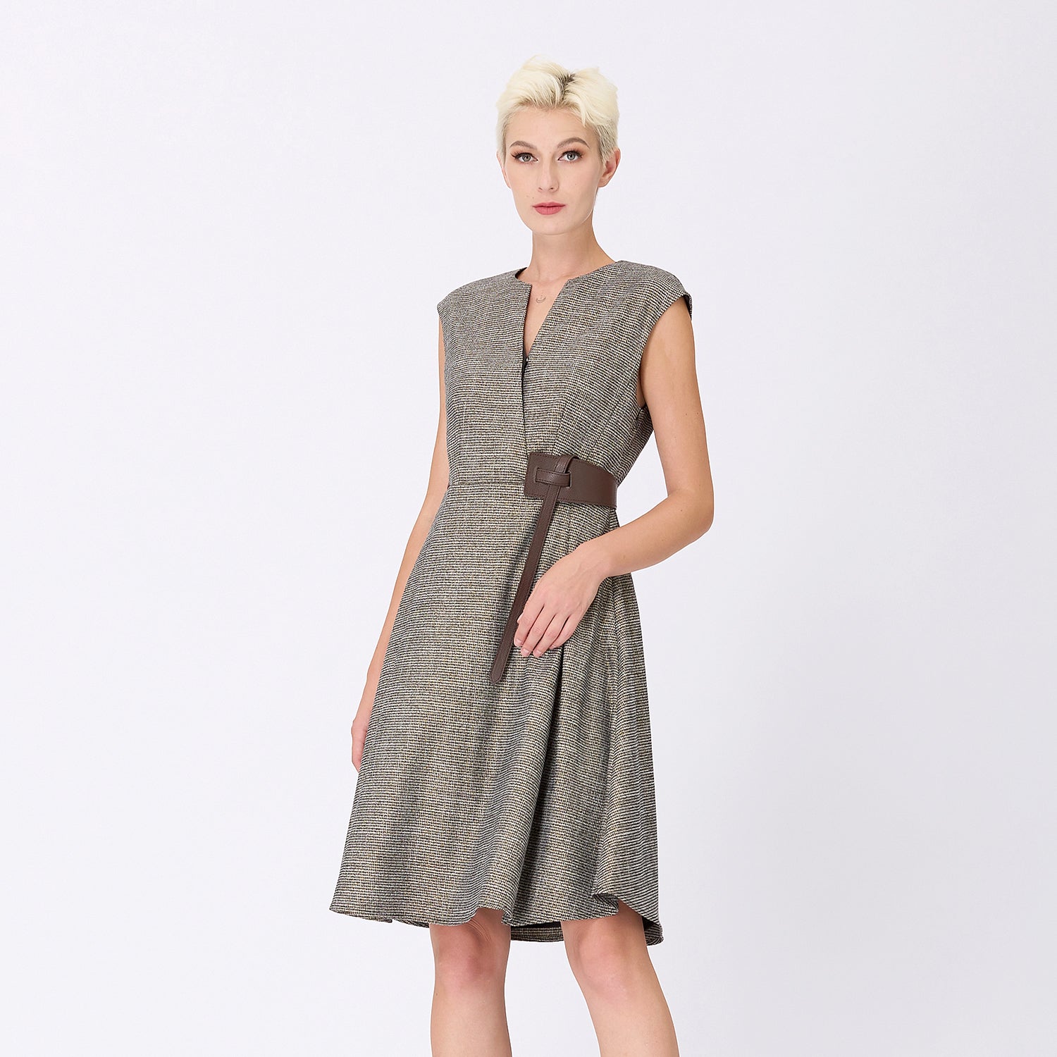 Robe trapèze à effet croisé