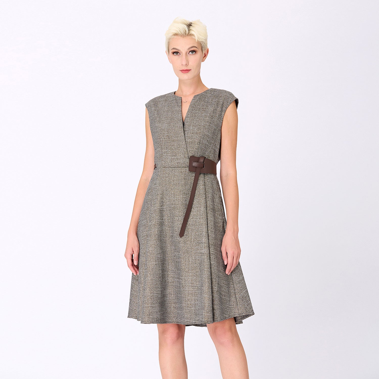 Robe trapèze à effet croisé