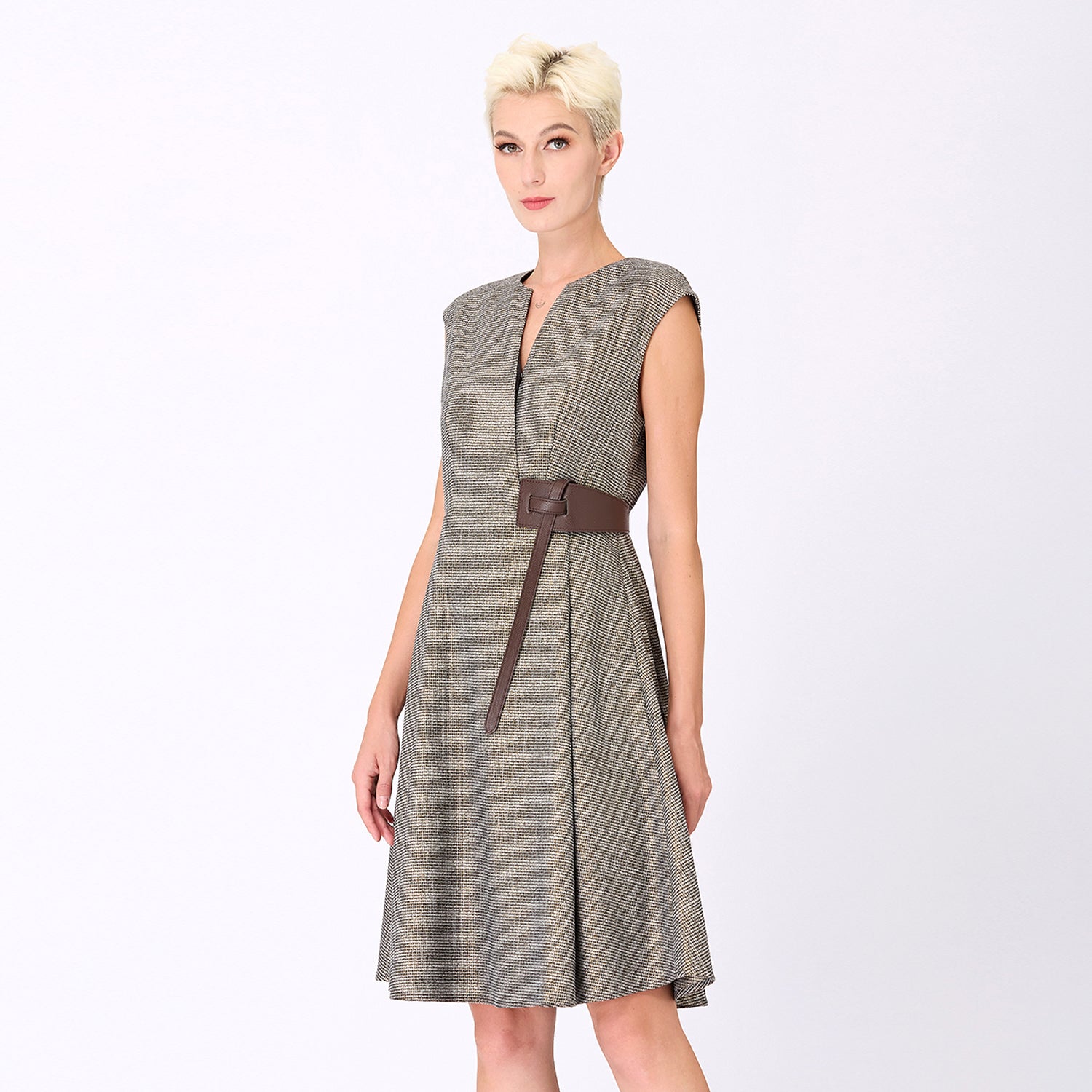 Robe trapèze à effet croisé