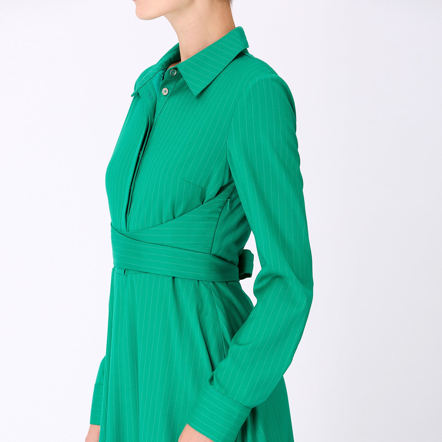 Robe-chemise tailleur à ceinture croisée