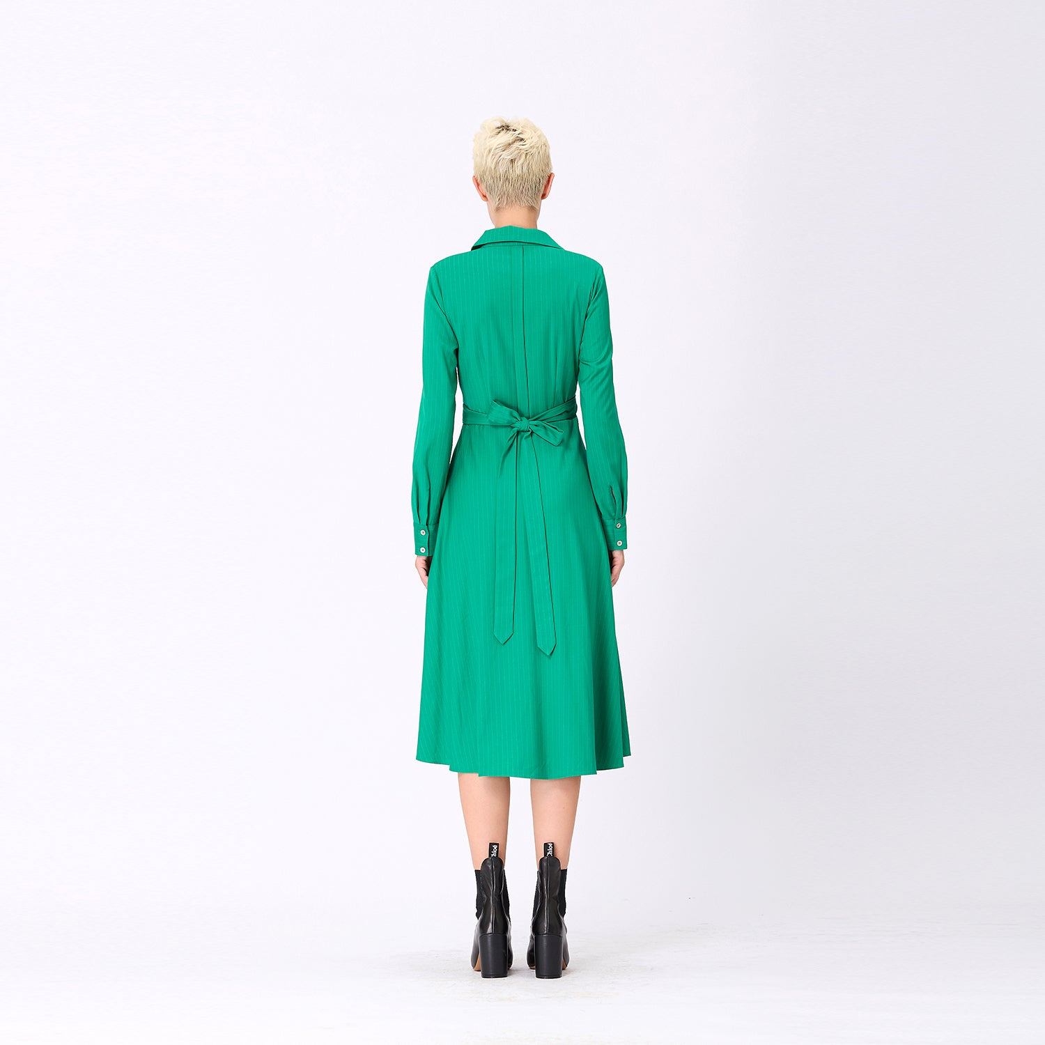 Robe-chemise tailleur à ceinture croisée