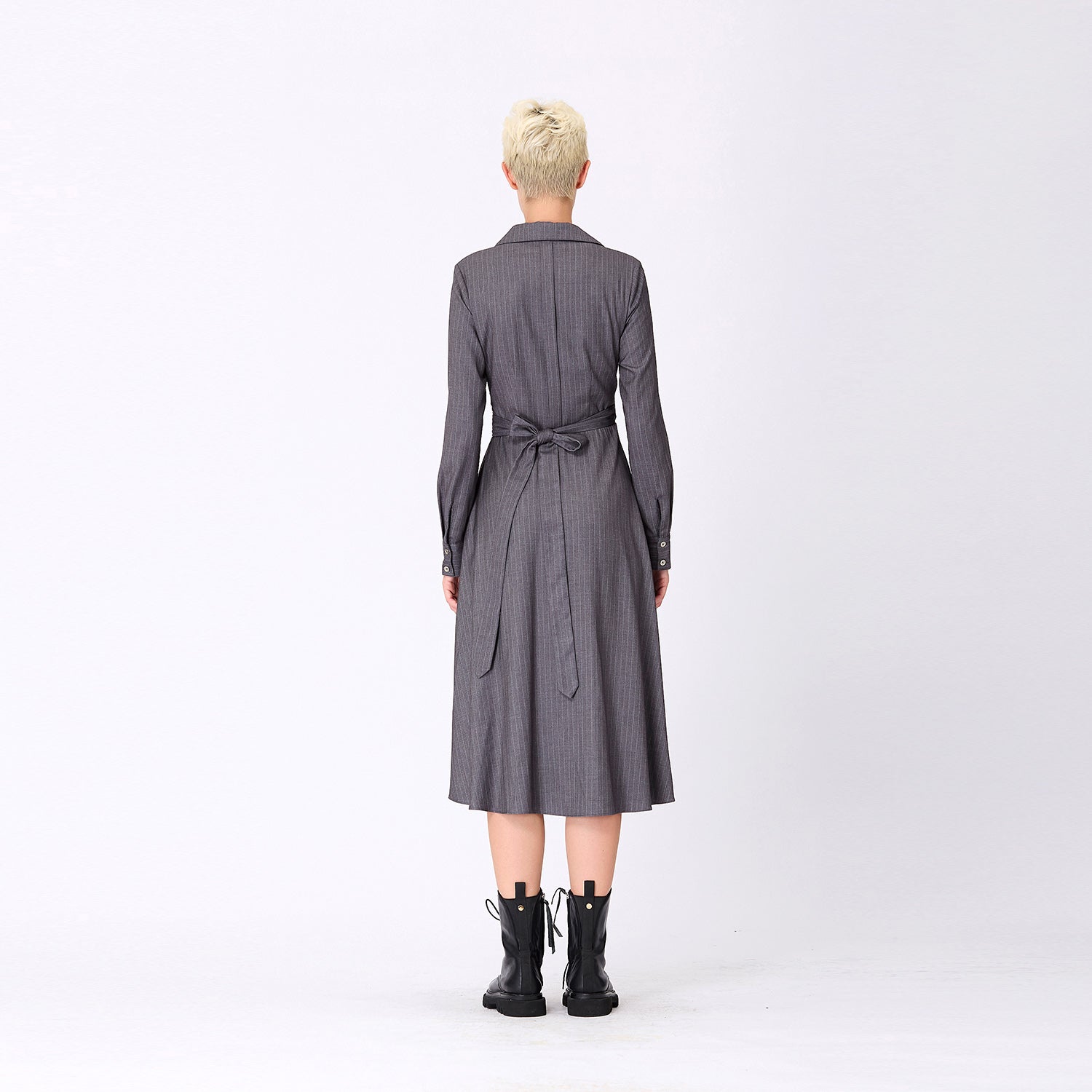 Robe-chemise tailleur à ceinture croisée