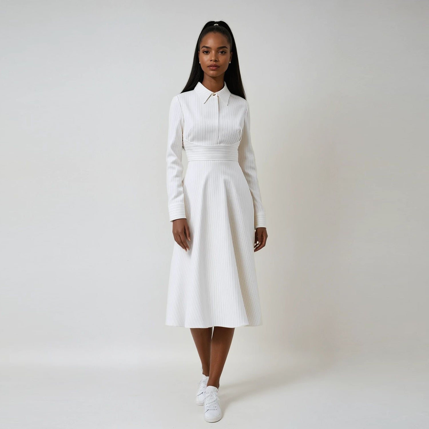 Robe-chemise tailleur à ceinture croisée