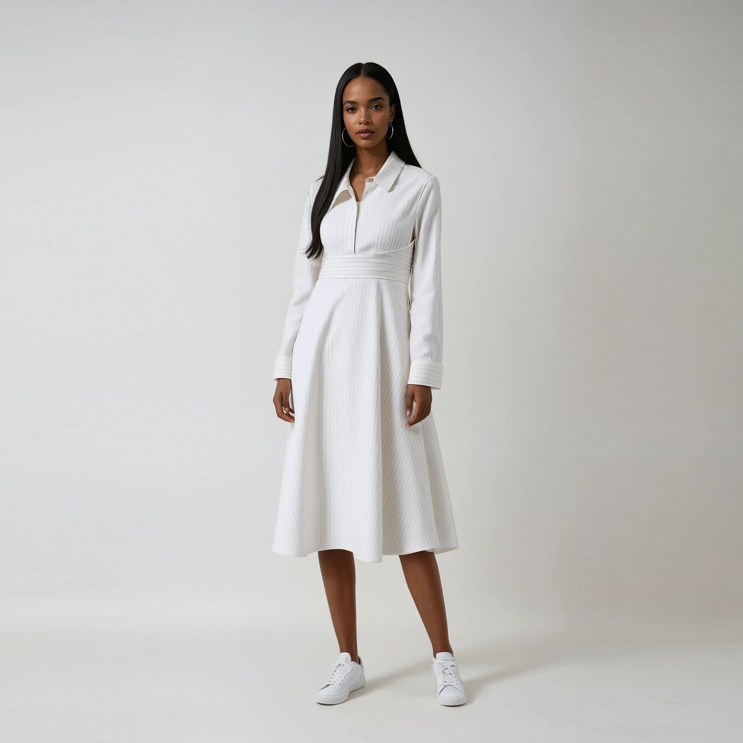 Robe-chemise tailleur à ceinture croisée