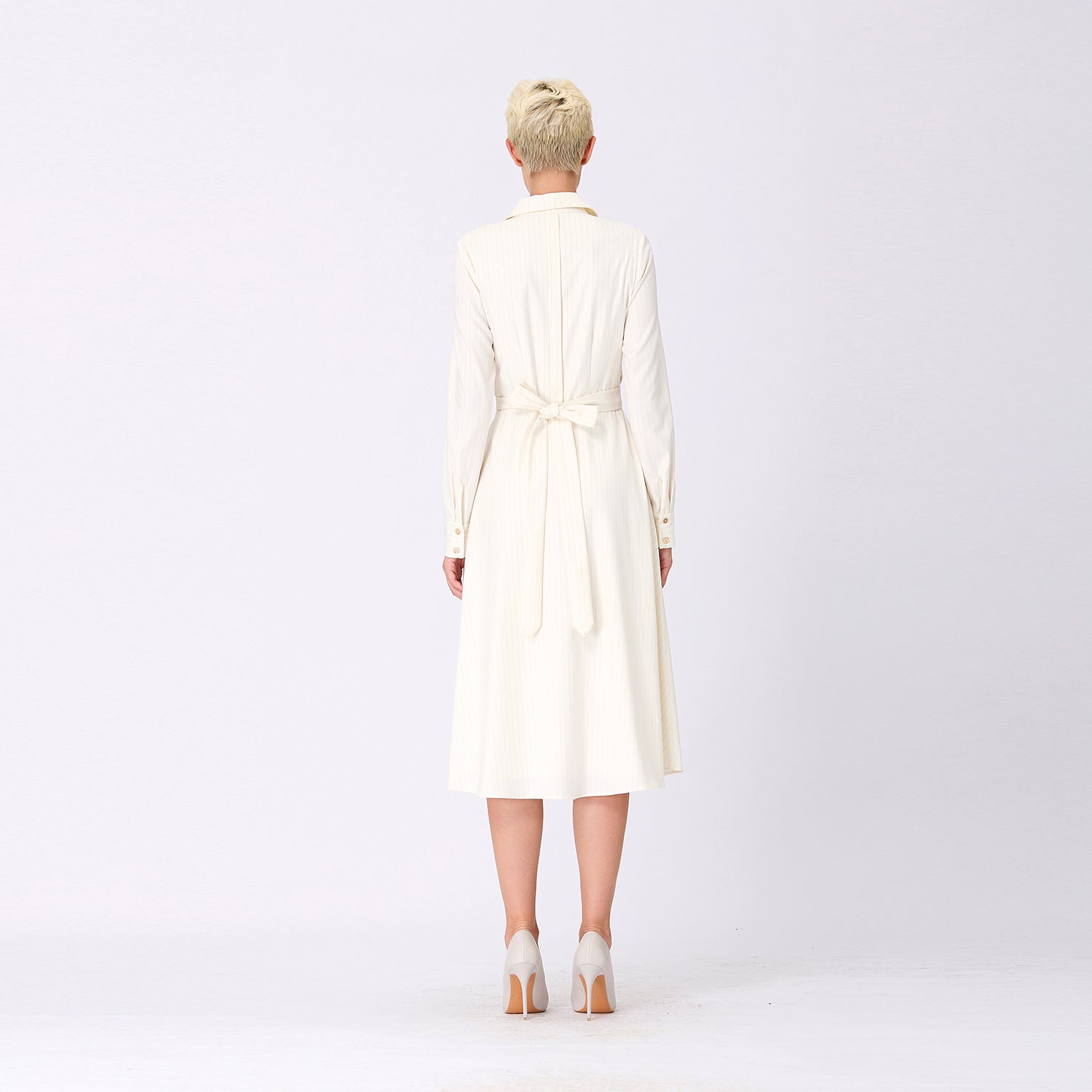 Robe-chemise tailleur à ceinture croisée