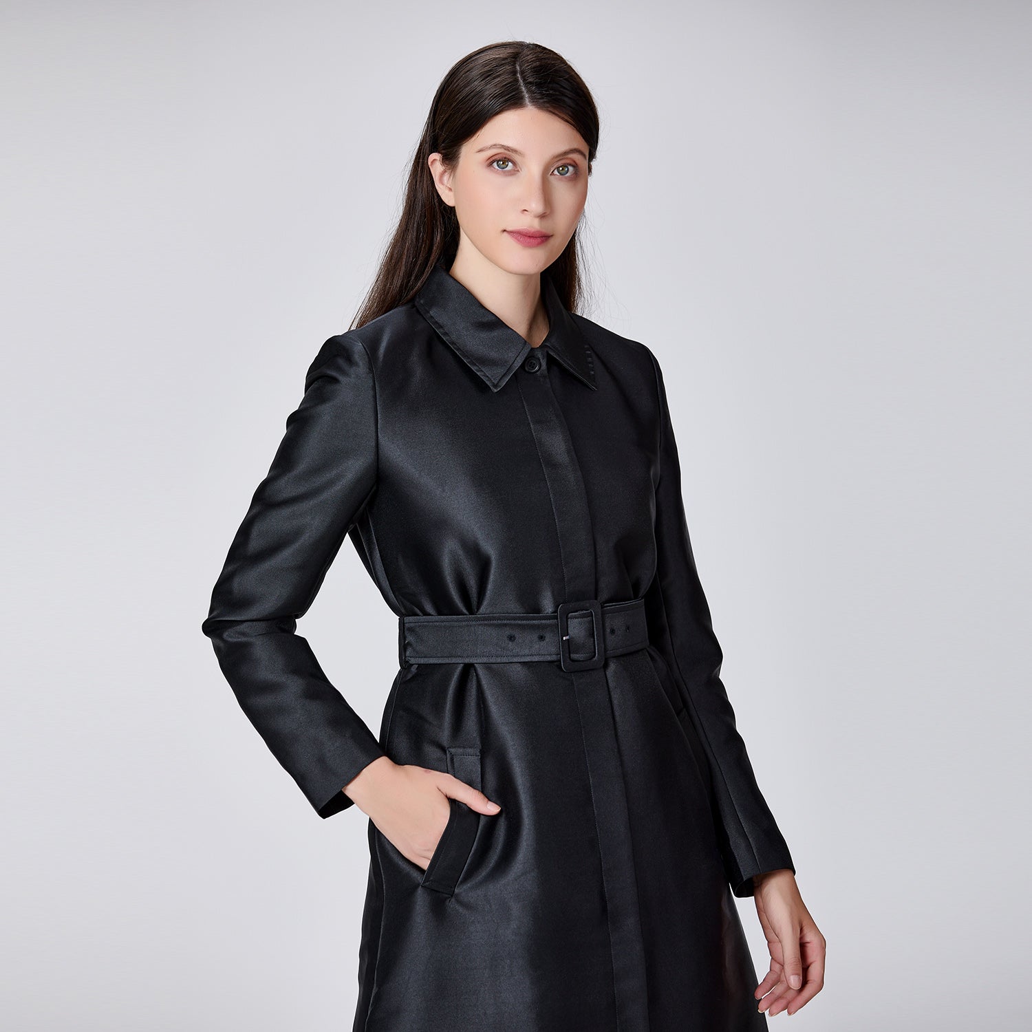Robe-manteau trapèze en tafetta