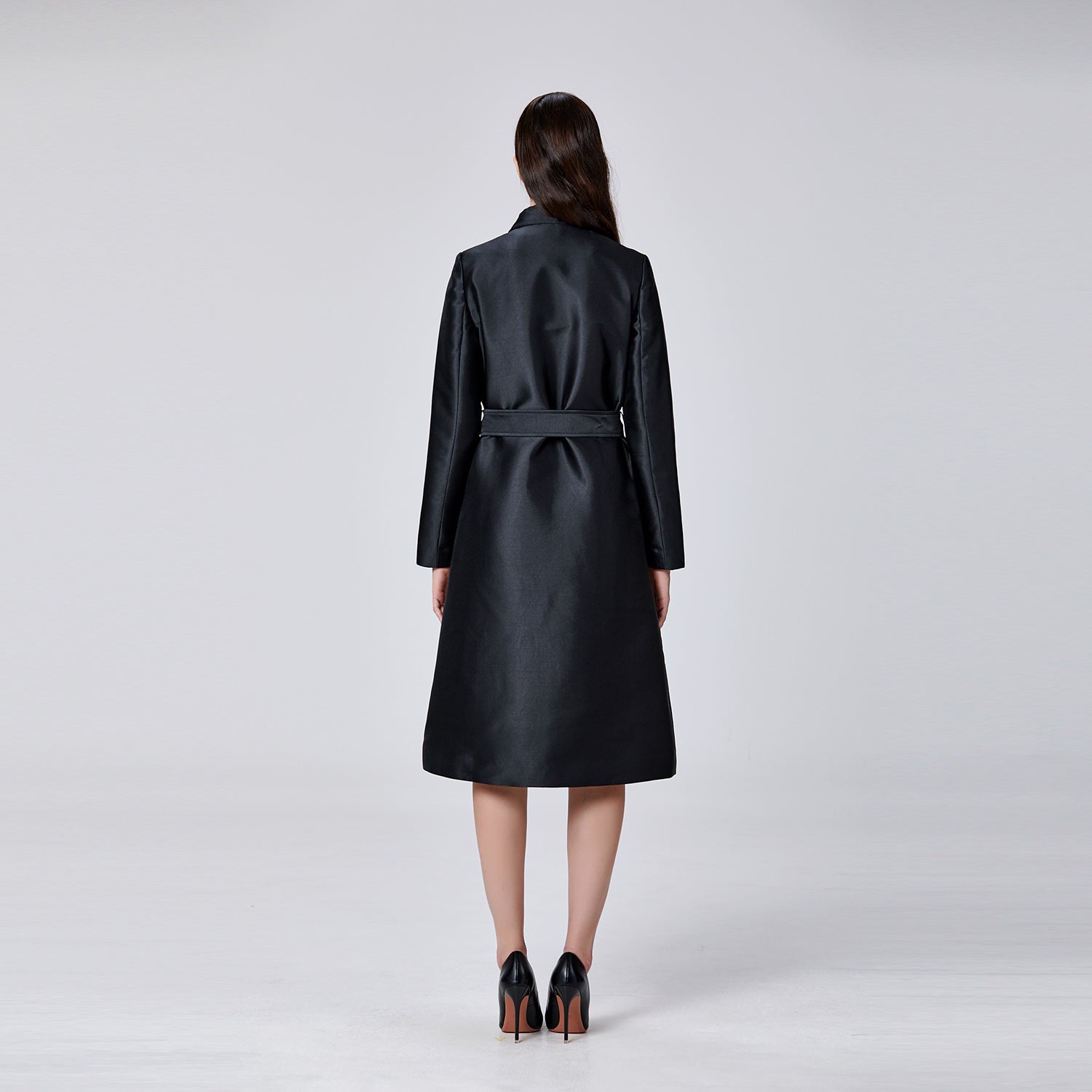 Robe-manteau trapèze en tafetta