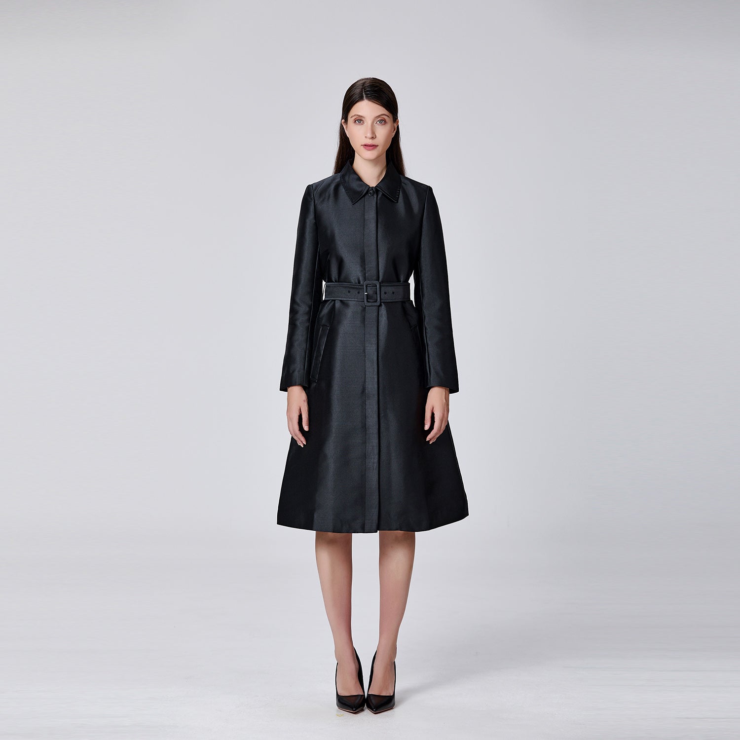 Robe-manteau trapèze en tafetta