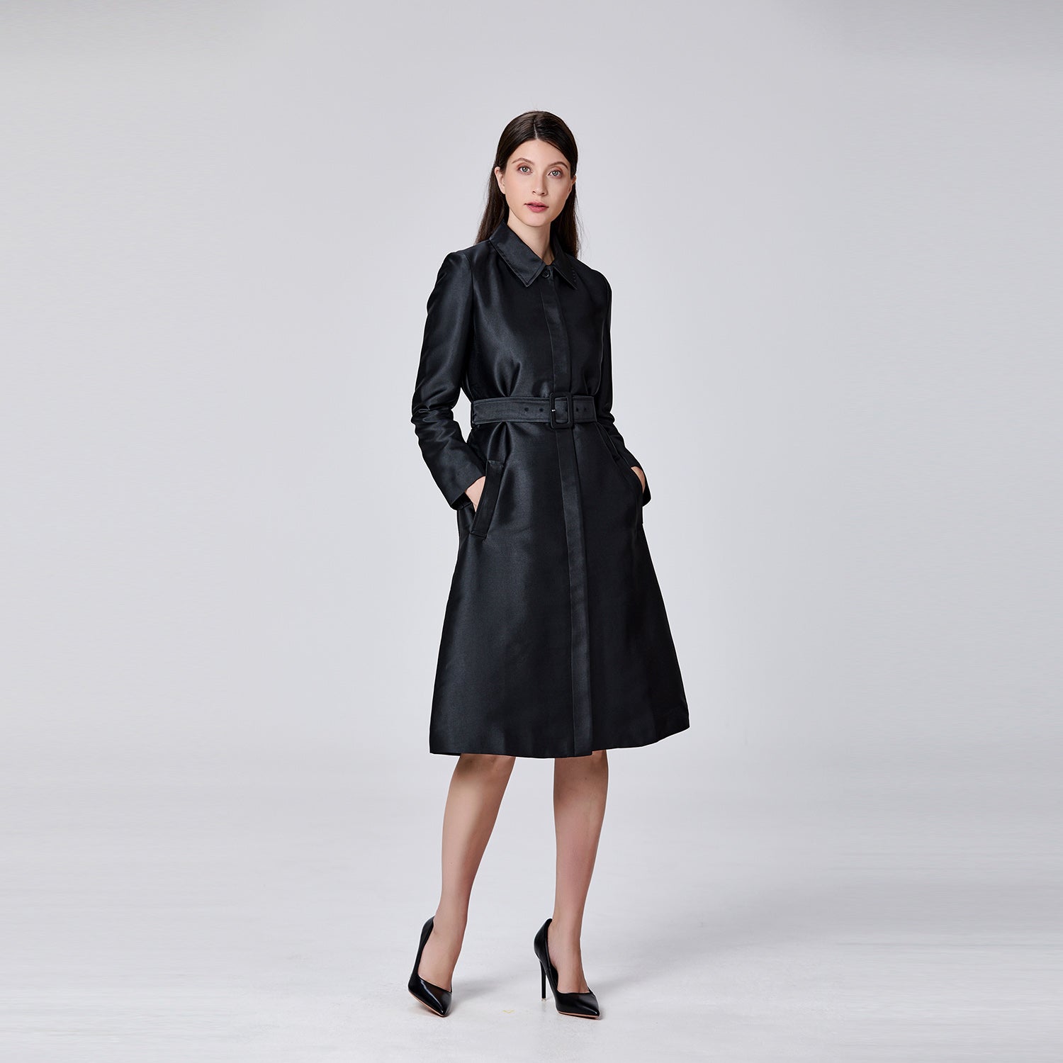 Robe-manteau trapèze en tafetta