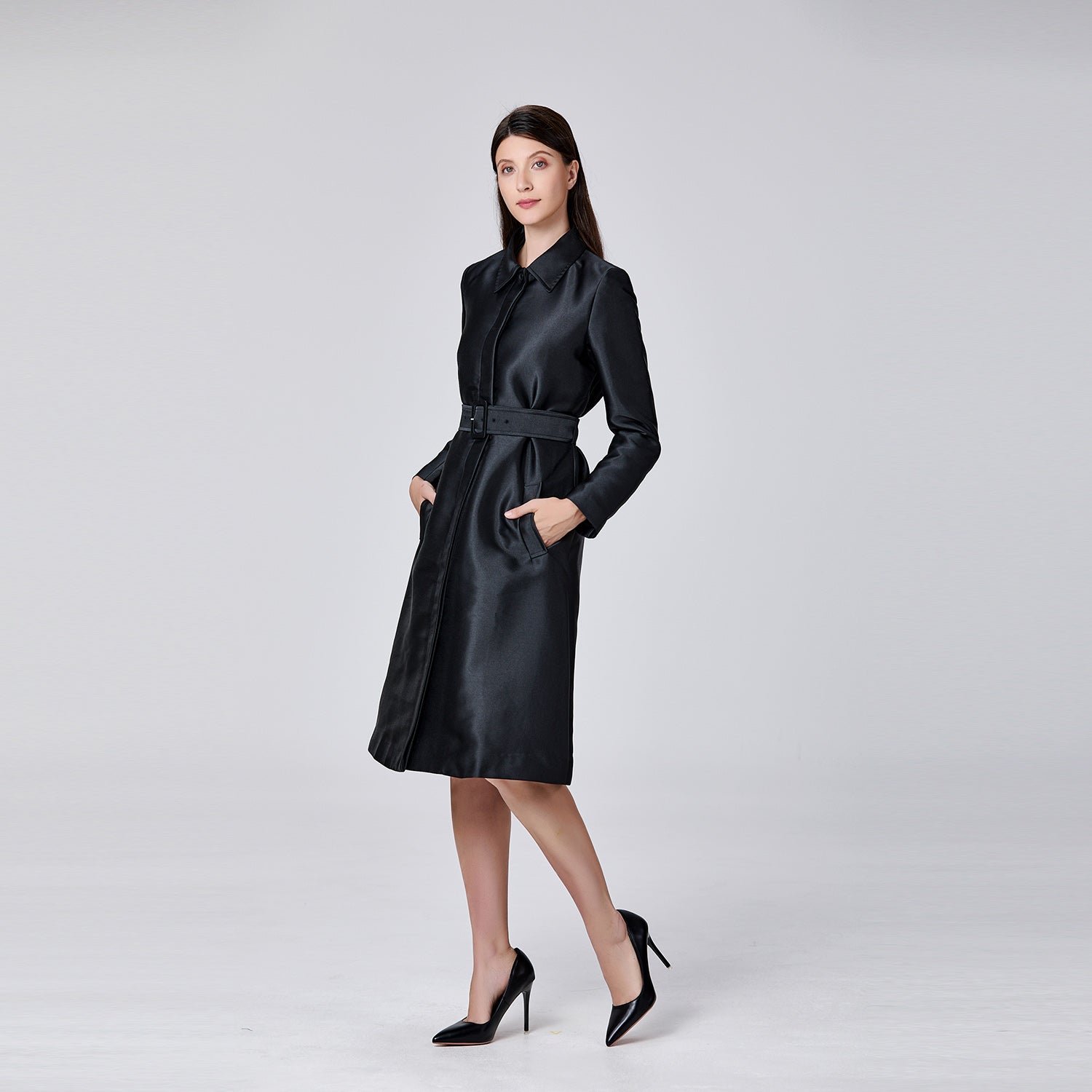 Robe-manteau trapèze en tafetta