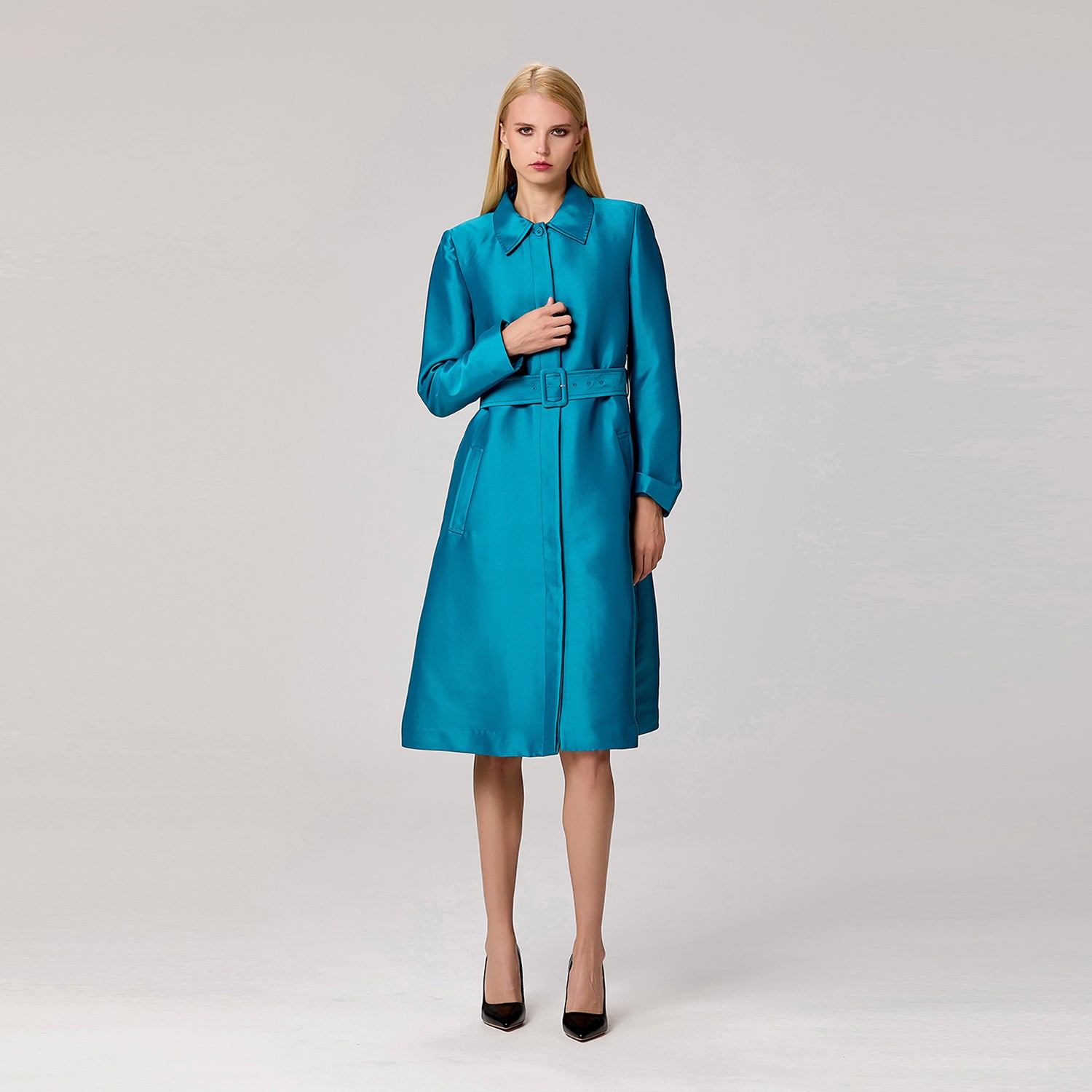 Robe-manteau trapèze en tafetta
