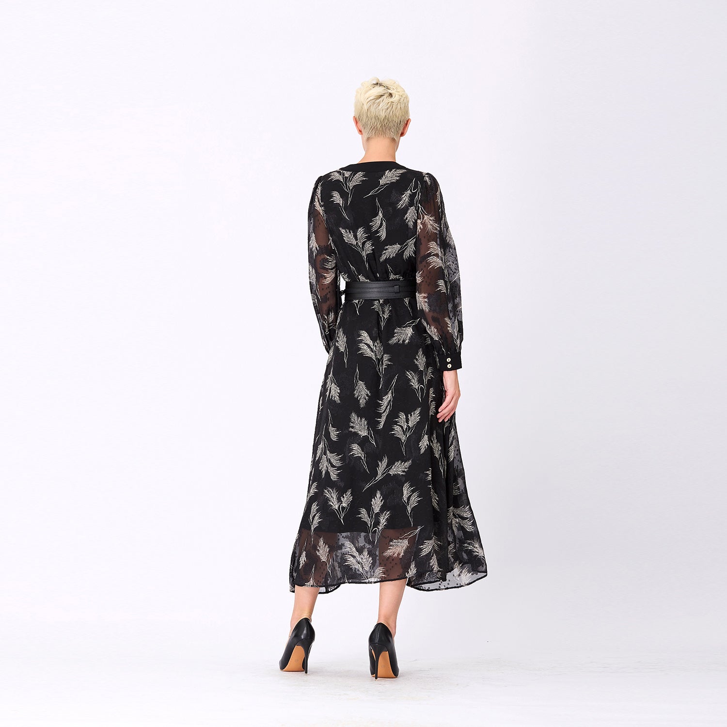 Robe mousseline imprimée ajustée et évasée