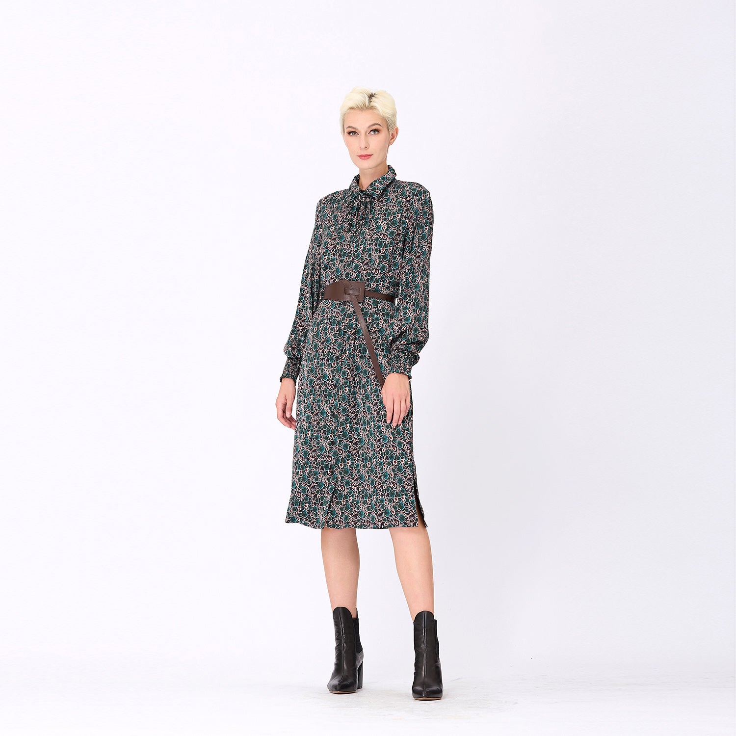 Robe chemise rétro à imprimé abstrait