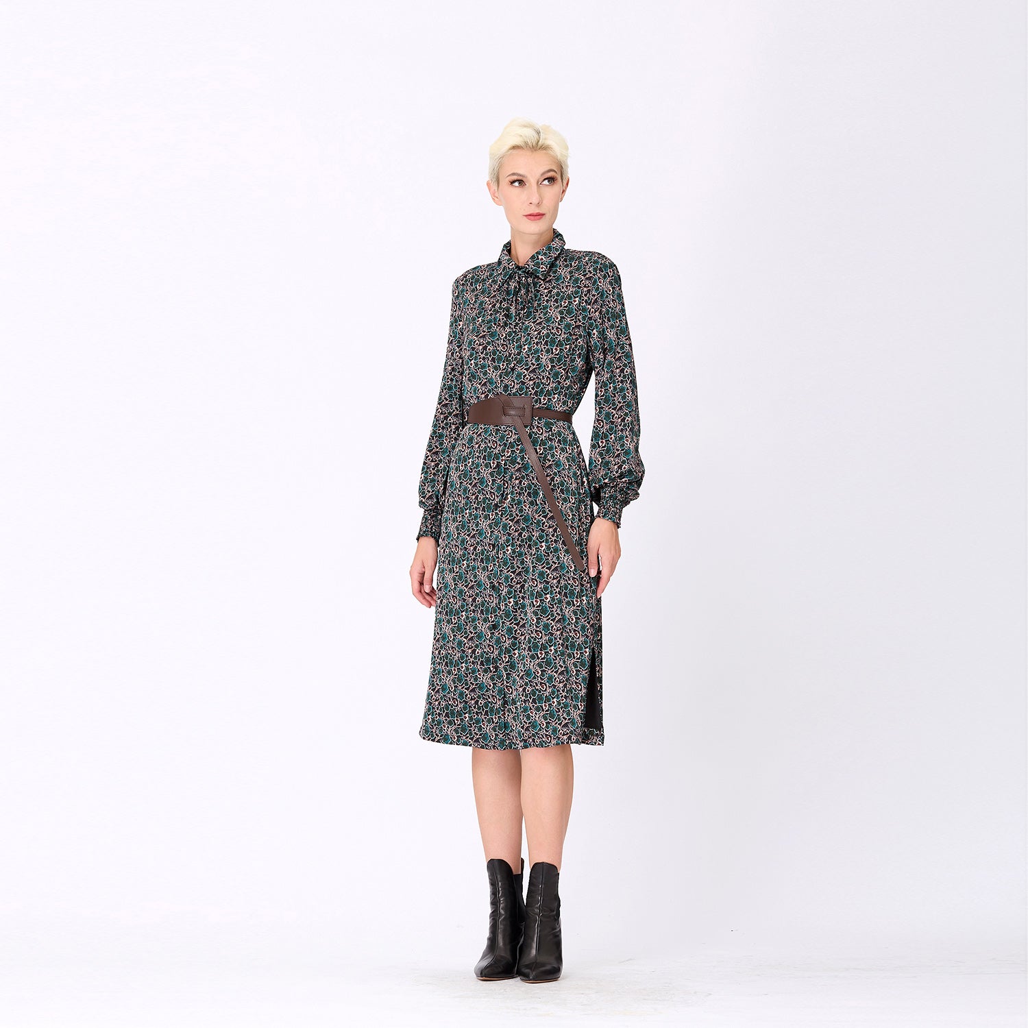 Robe chemise rétro à imprimé abstrait