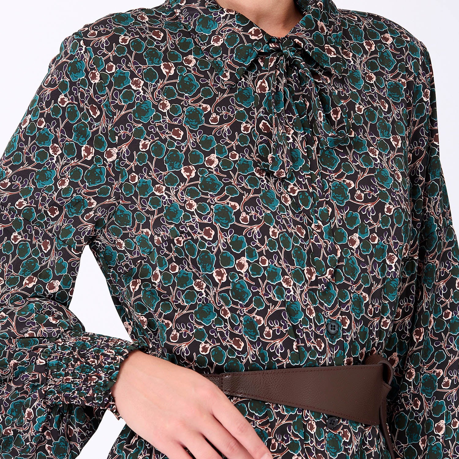 Robe chemise rétro à imprimé abstrait