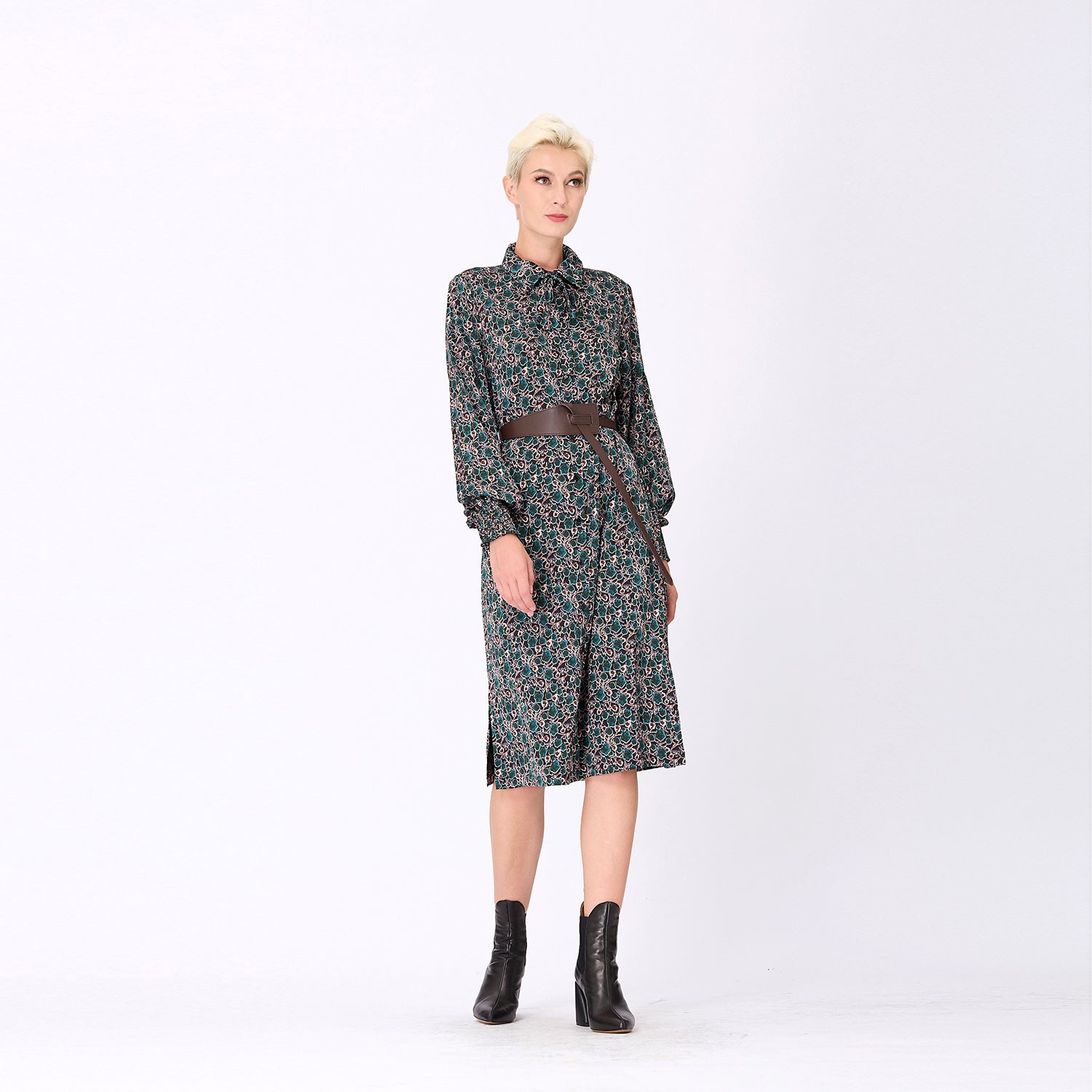 Robe chemise rétro à imprimé abstrait