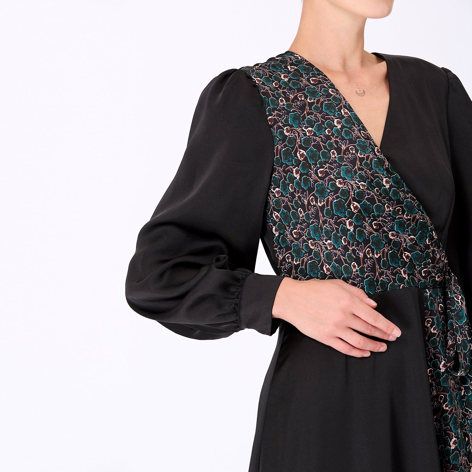 Robe longue bi-matière asymétrique