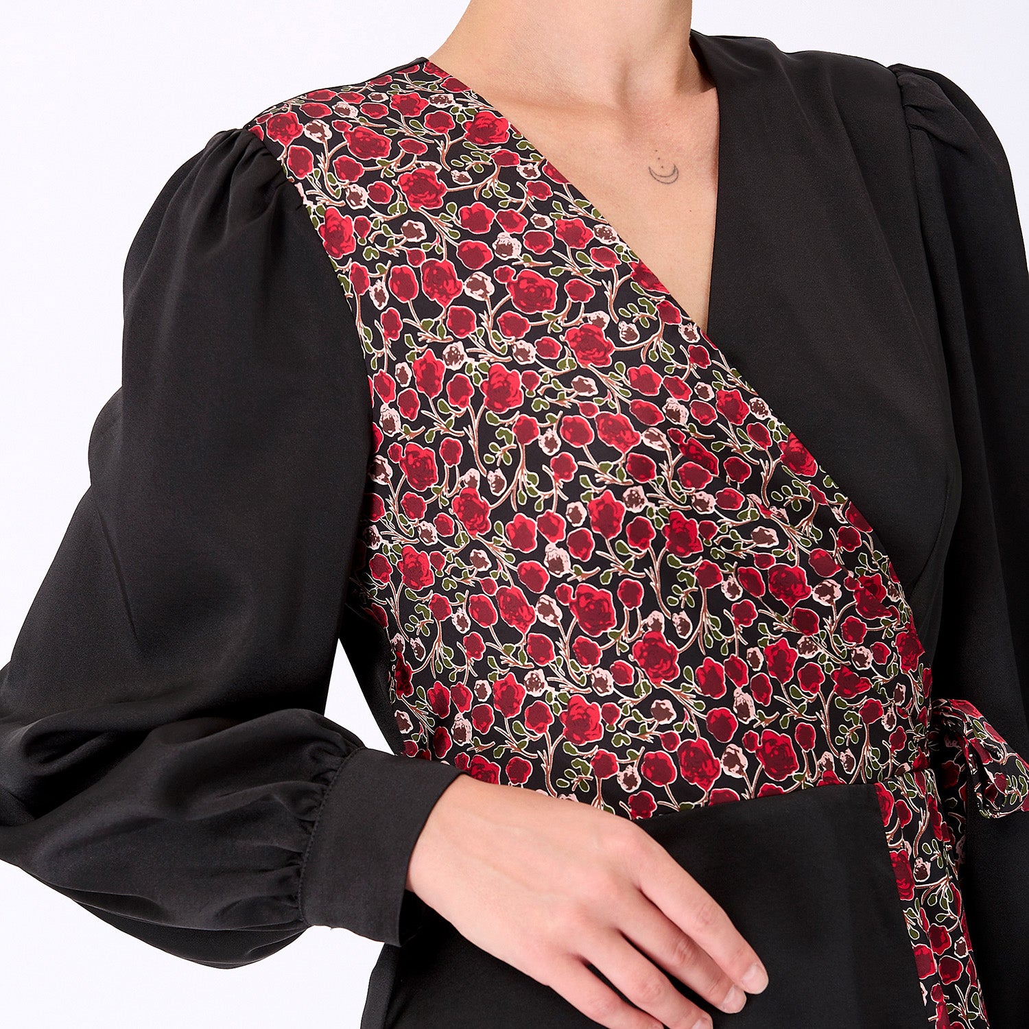 Robe longue bi-matière asymétrique
