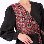 Robe longue bi-matière asymétrique