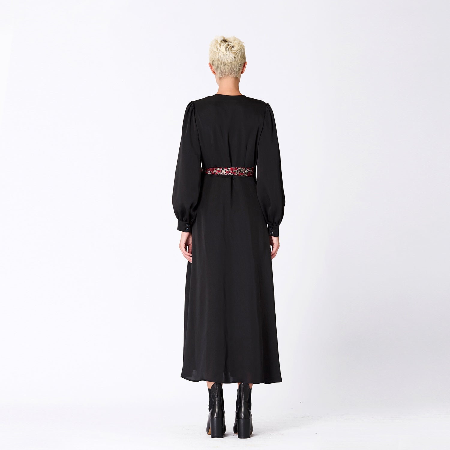 Robe longue bi-matière asymétrique