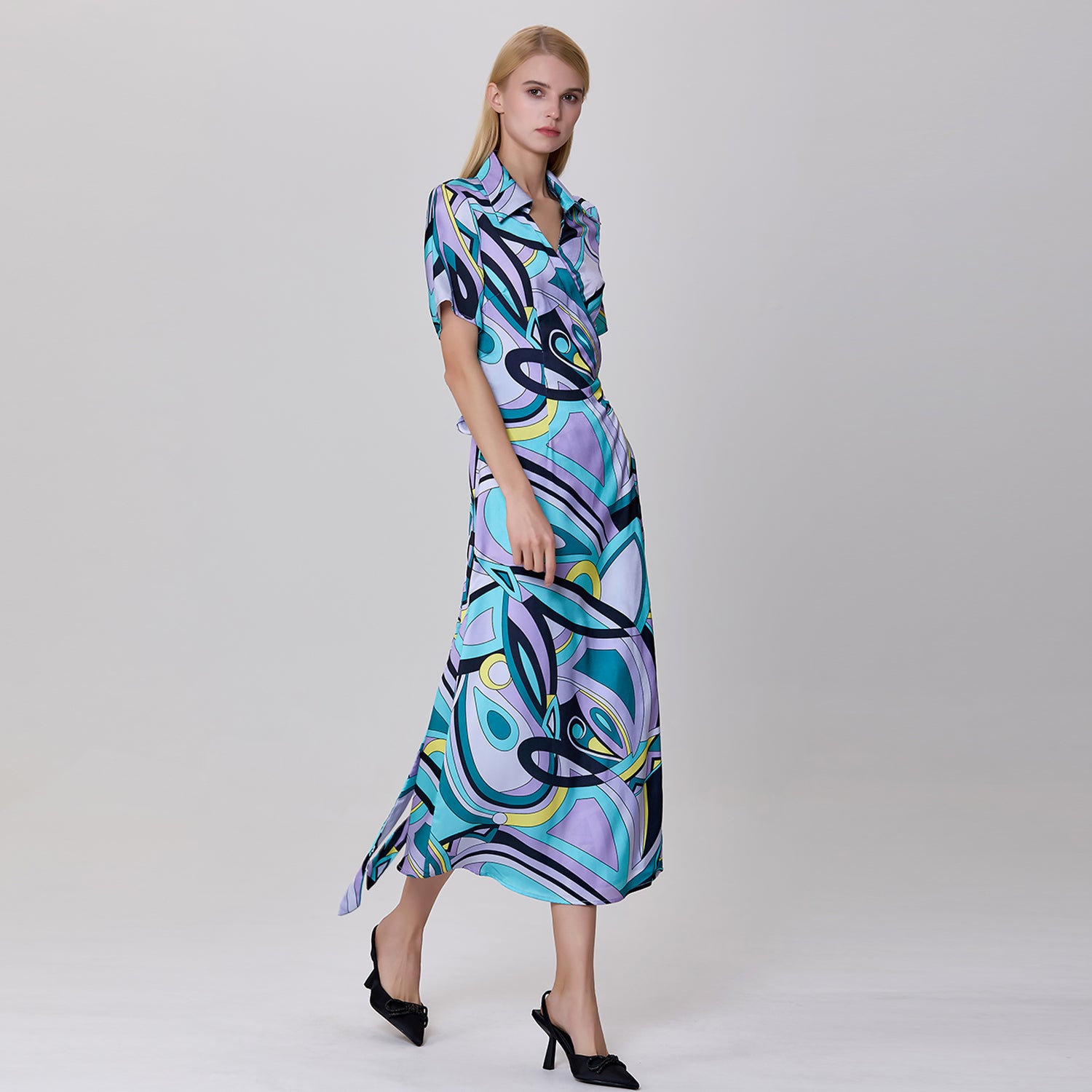 Robe portefeuille à imprimé graphique