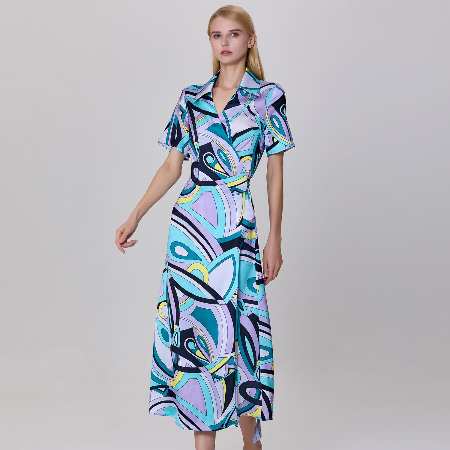 Robe portefeuille à imprimé graphique