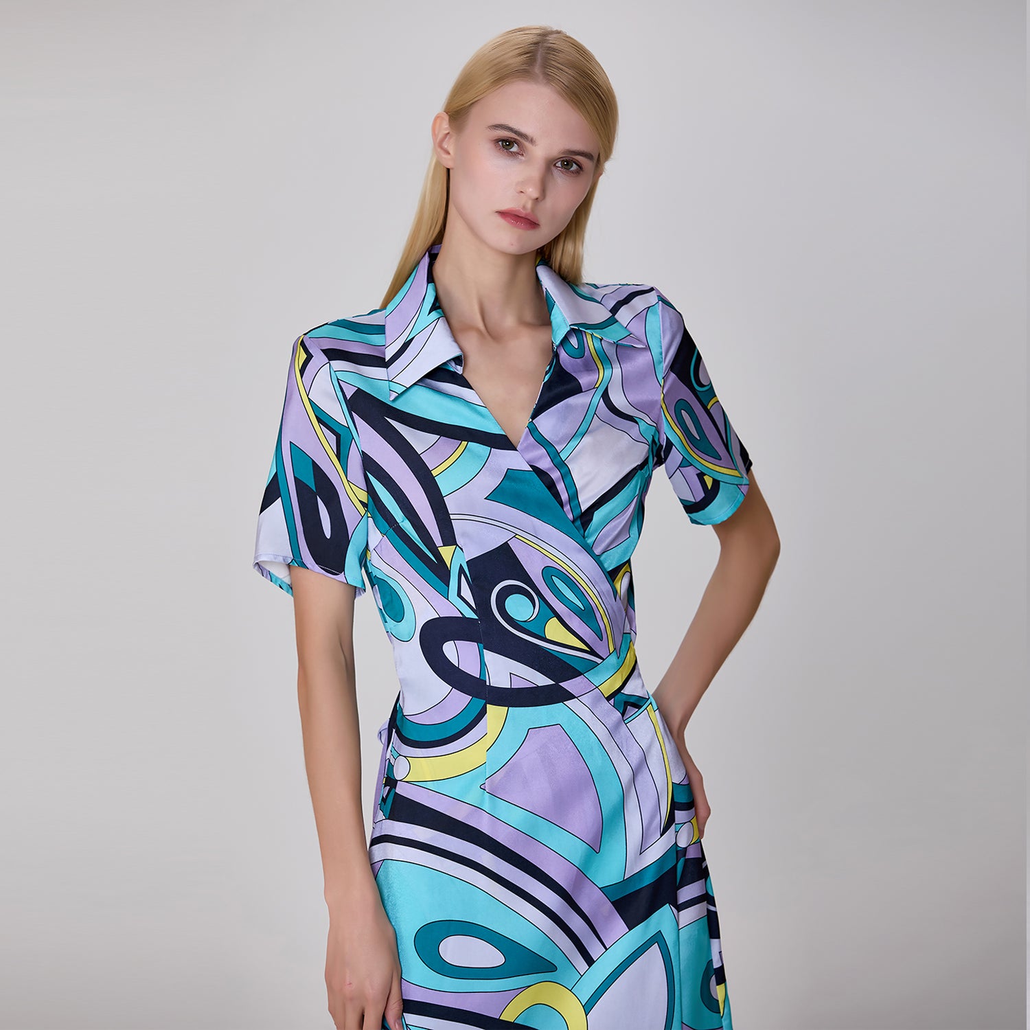 Robe portefeuille à imprimé graphique