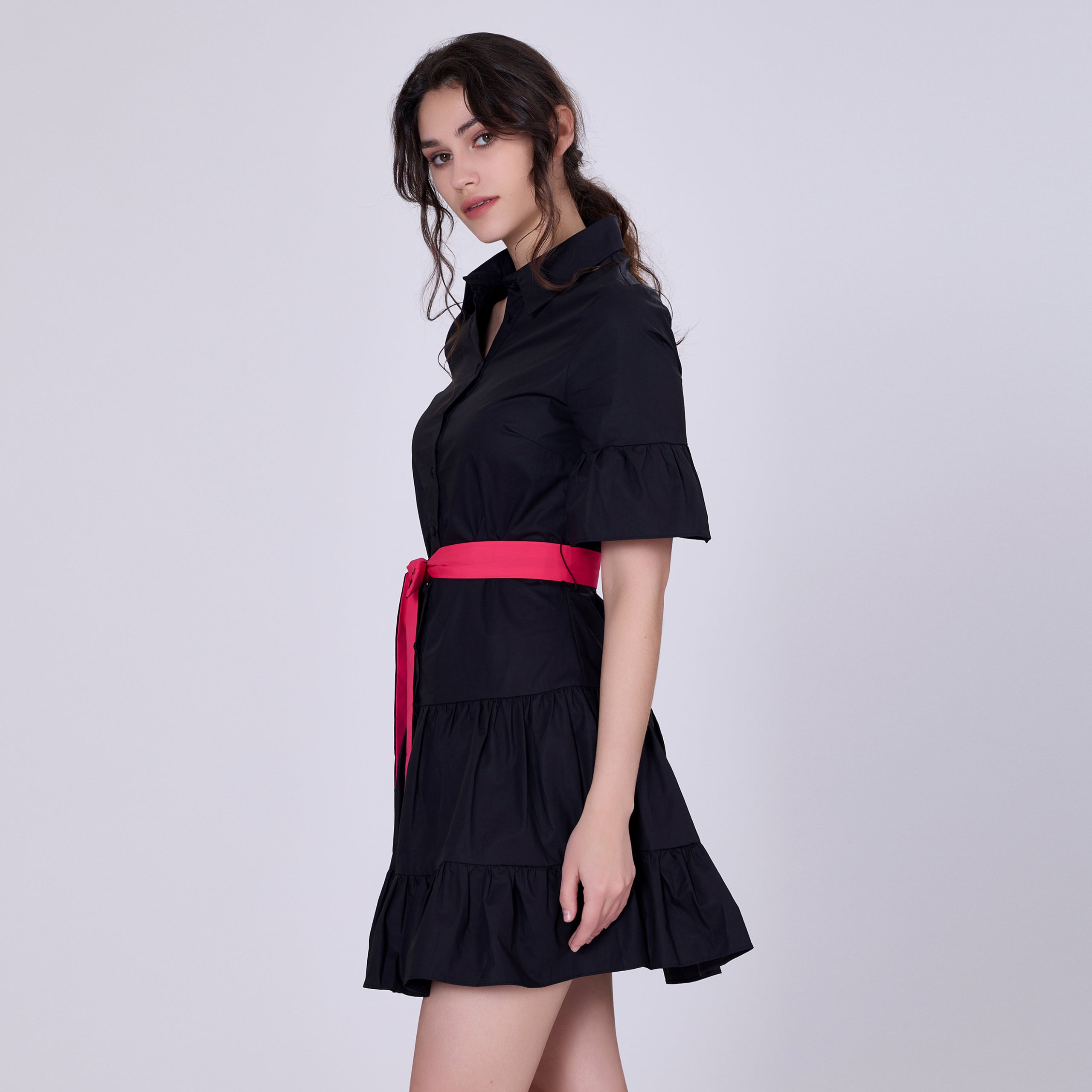 Robe coton volantée à manches tulipes