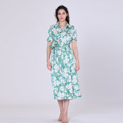 Robe-chemise midi à imprimé floral macro