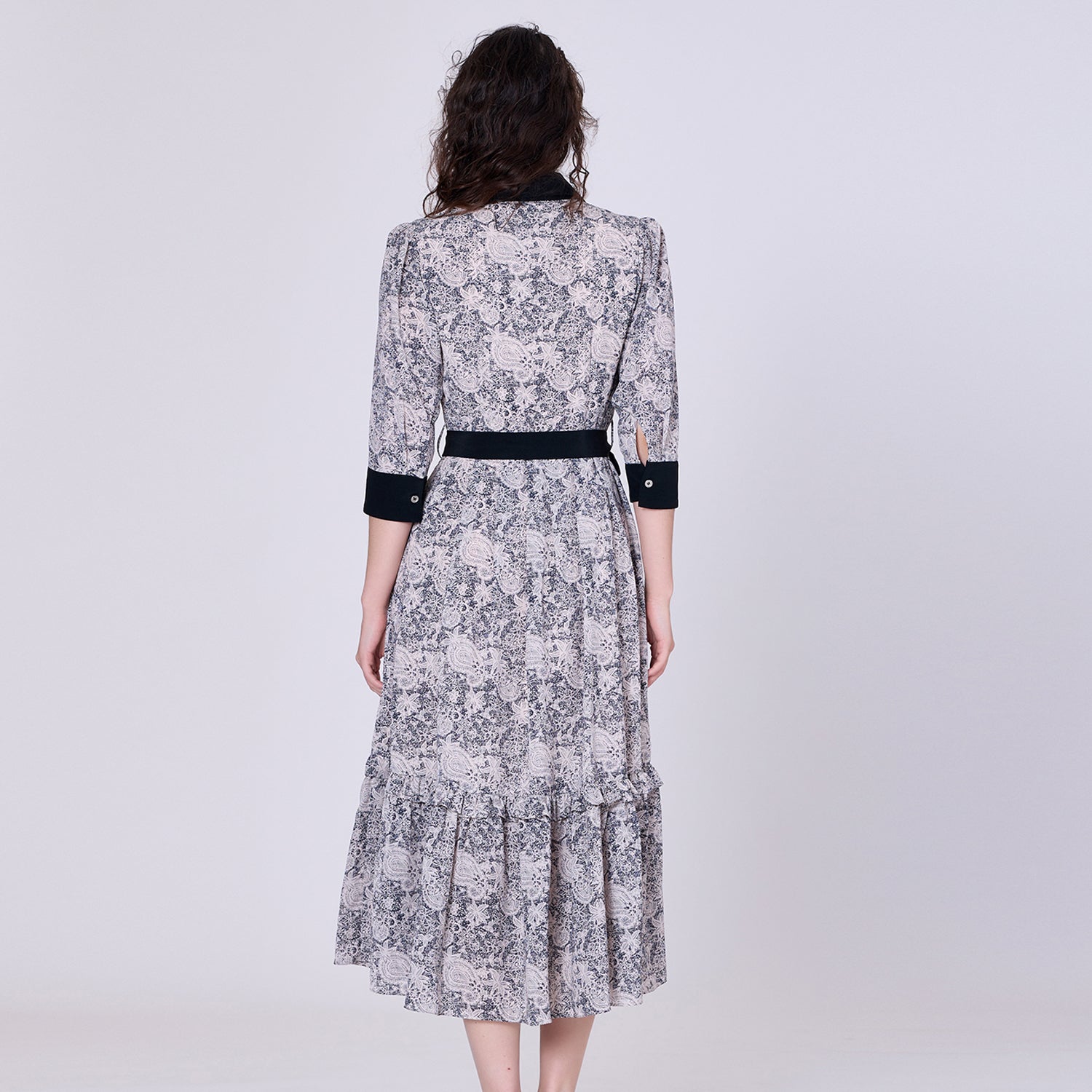 Robe-blouse bi-matières à imprimé graphique