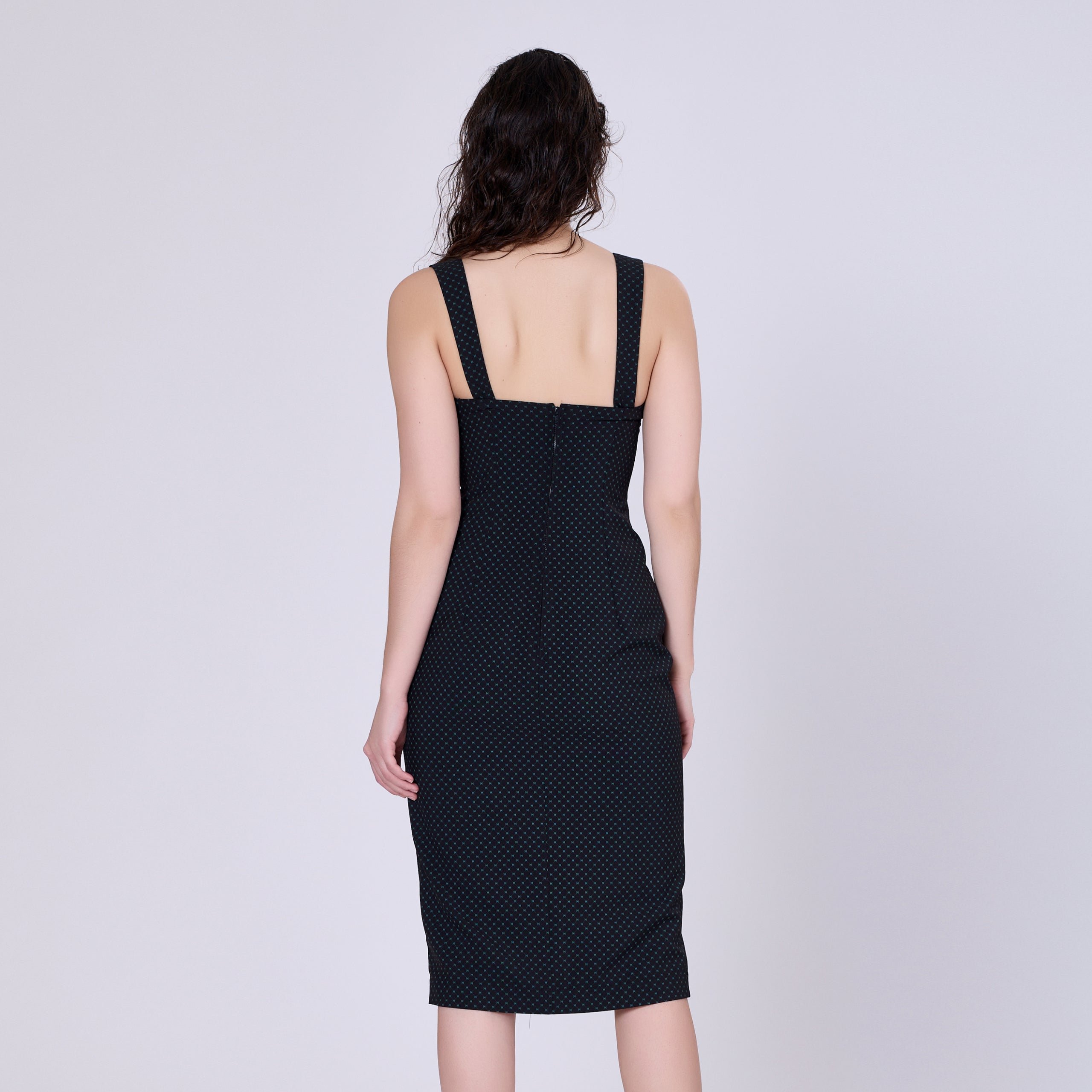 Robe fourreau à bretelles larges et imprimé mini pois