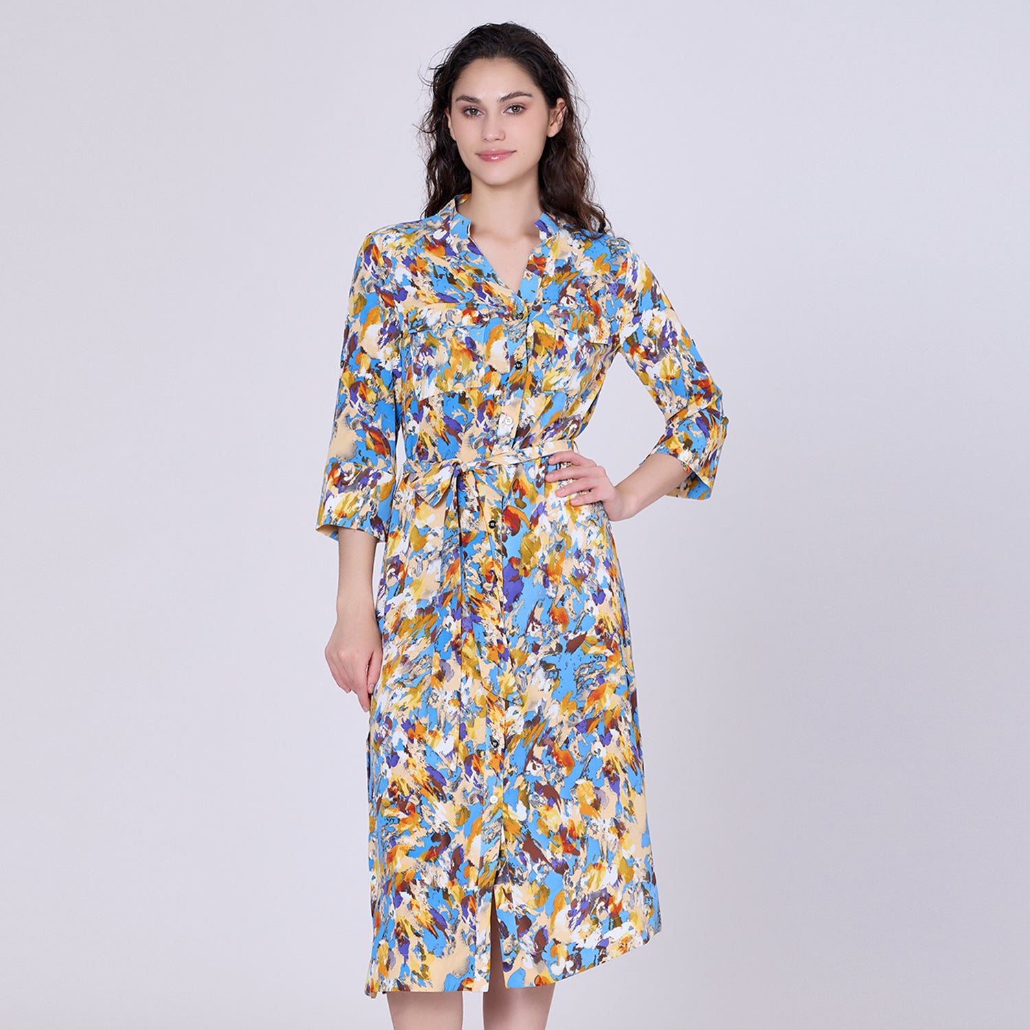 Robe-chemise à imprimé abstrait graphique