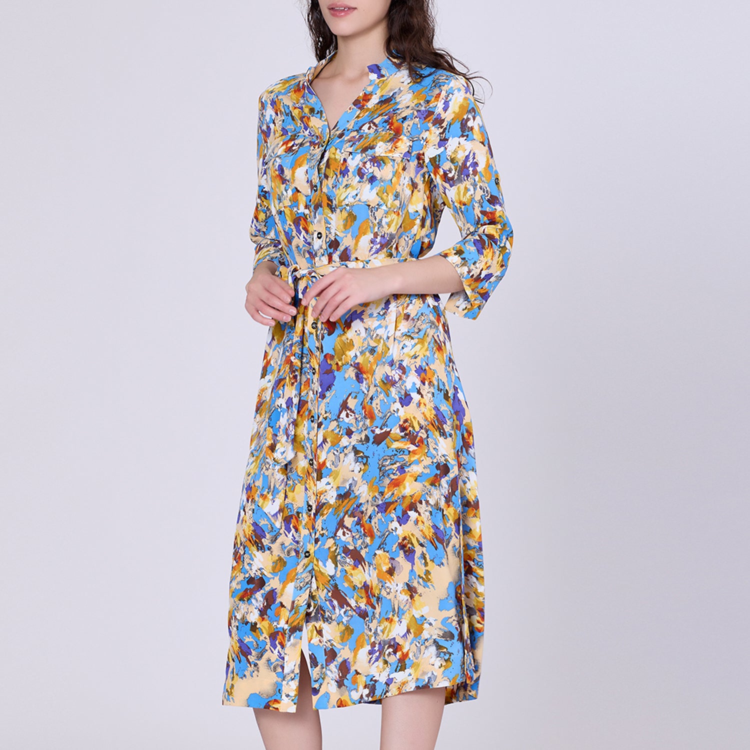 Robe-chemise à imprimé abstrait graphique
