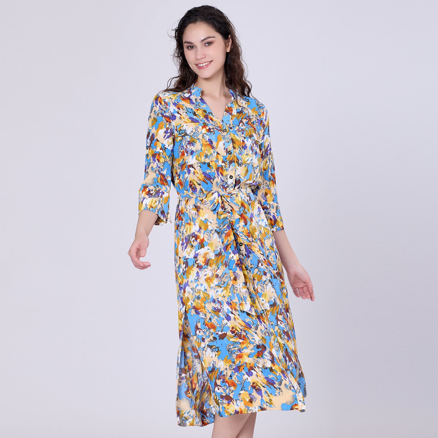 Robe-chemise à imprimé abstrait graphique