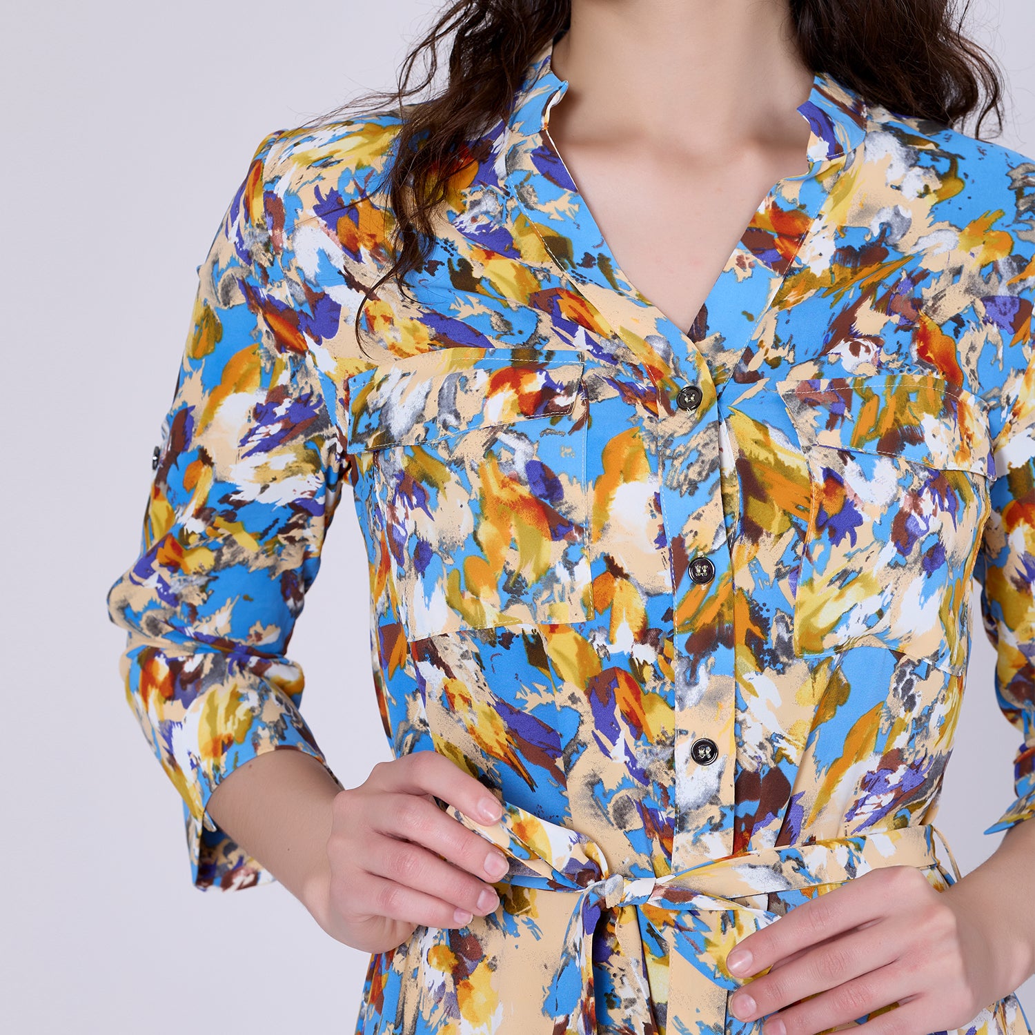 Robe-chemise à imprimé abstrait graphique