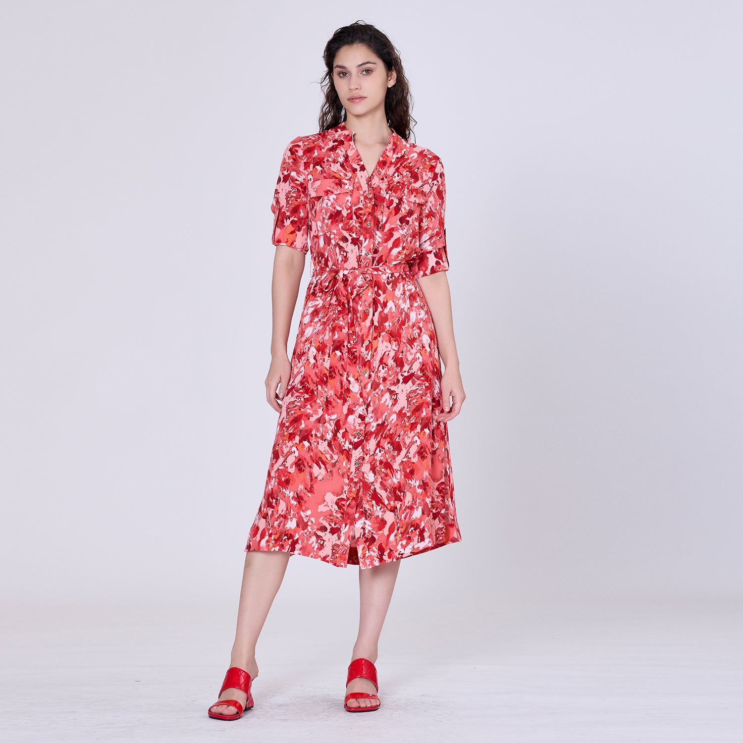 Robe-chemise à imprimé abstrait graphique