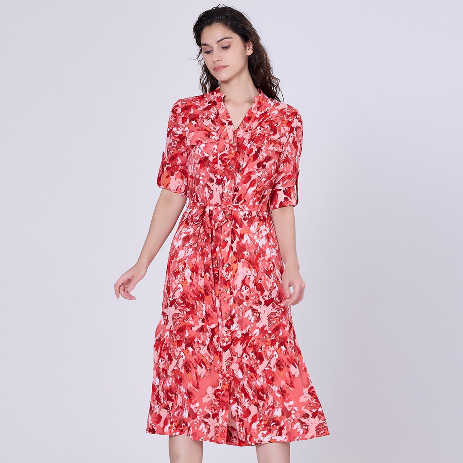Robe-chemise à imprimé abstrait graphique