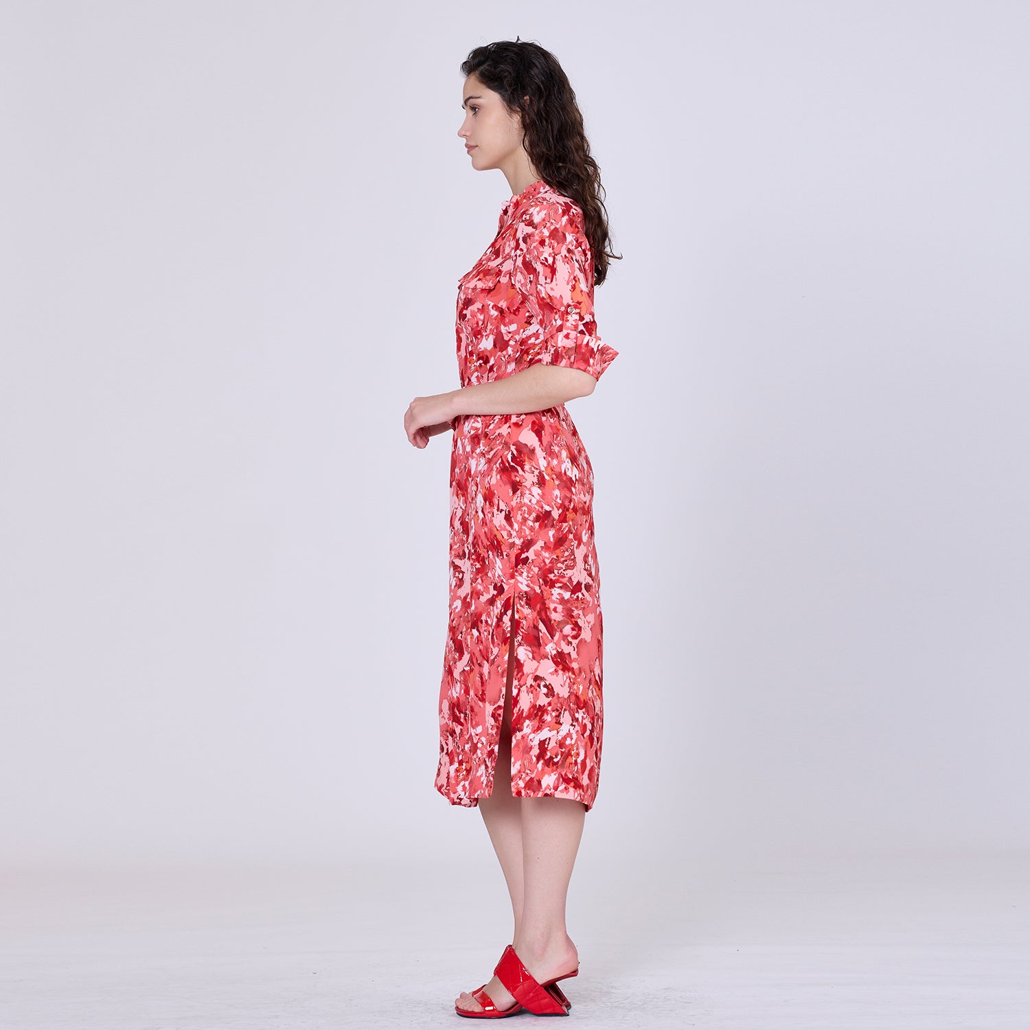 Robe-chemise à imprimé abstrait graphique