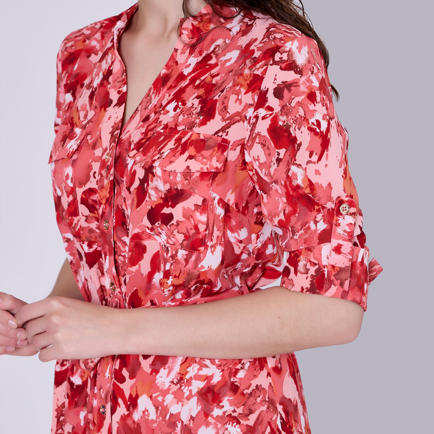 Robe-chemise à imprimé abstrait graphique