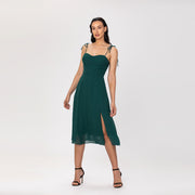 Robe midi fluide à bretelles et fente - Smart & Joy