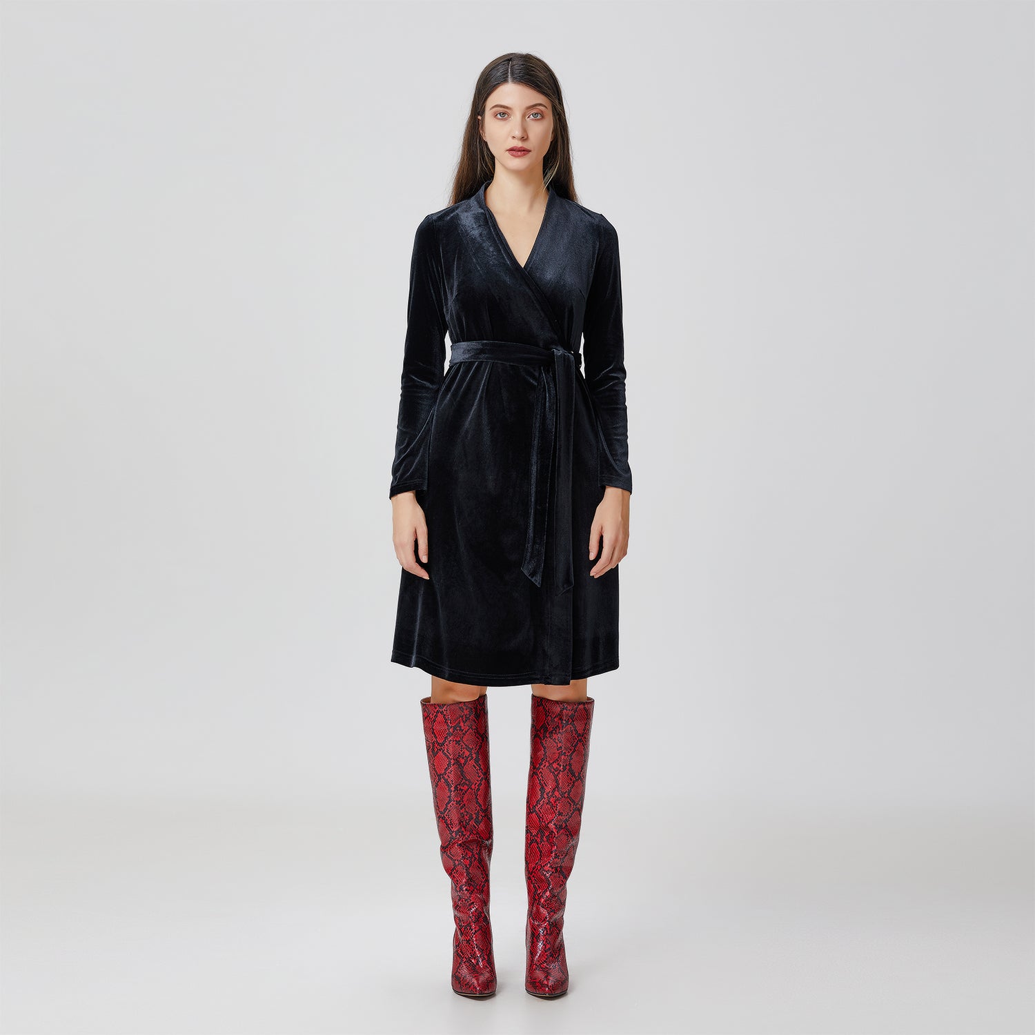 Robe portefeuille en velours